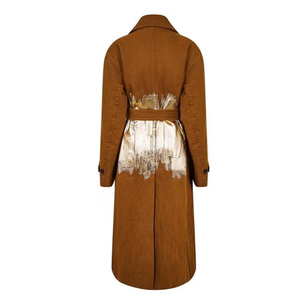 Dries Van Noten o1g2r1mq1024 Coat in Brown & Golden Size M / US 6-8 / IT 42-44 - 2 Thumbnail