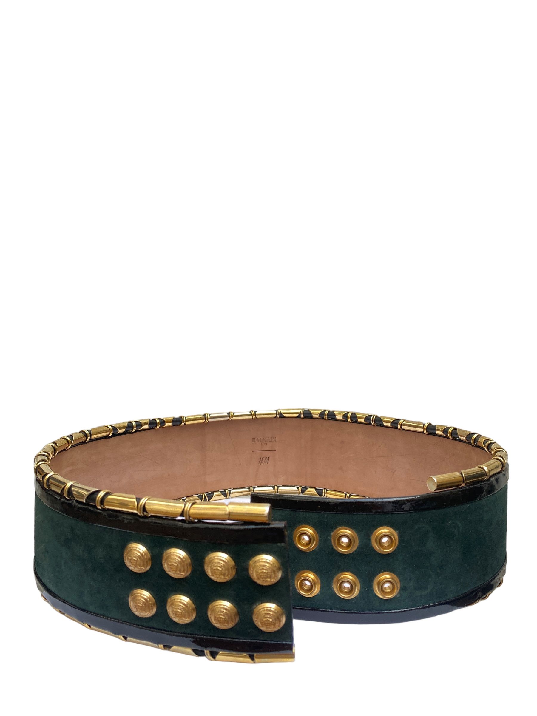 Balmain H&M green gold suede belt fc32466221b5bc5c1de19ec135a03d  main image 4