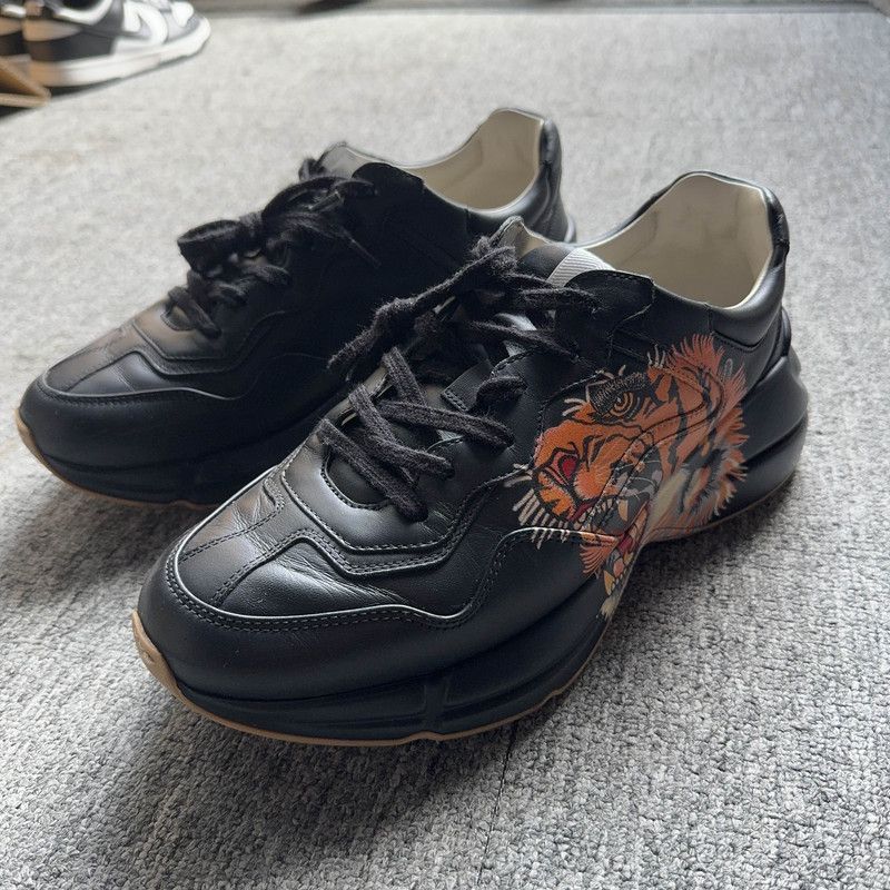 Gucci Rhyton Tiger Print Black Sneakers -