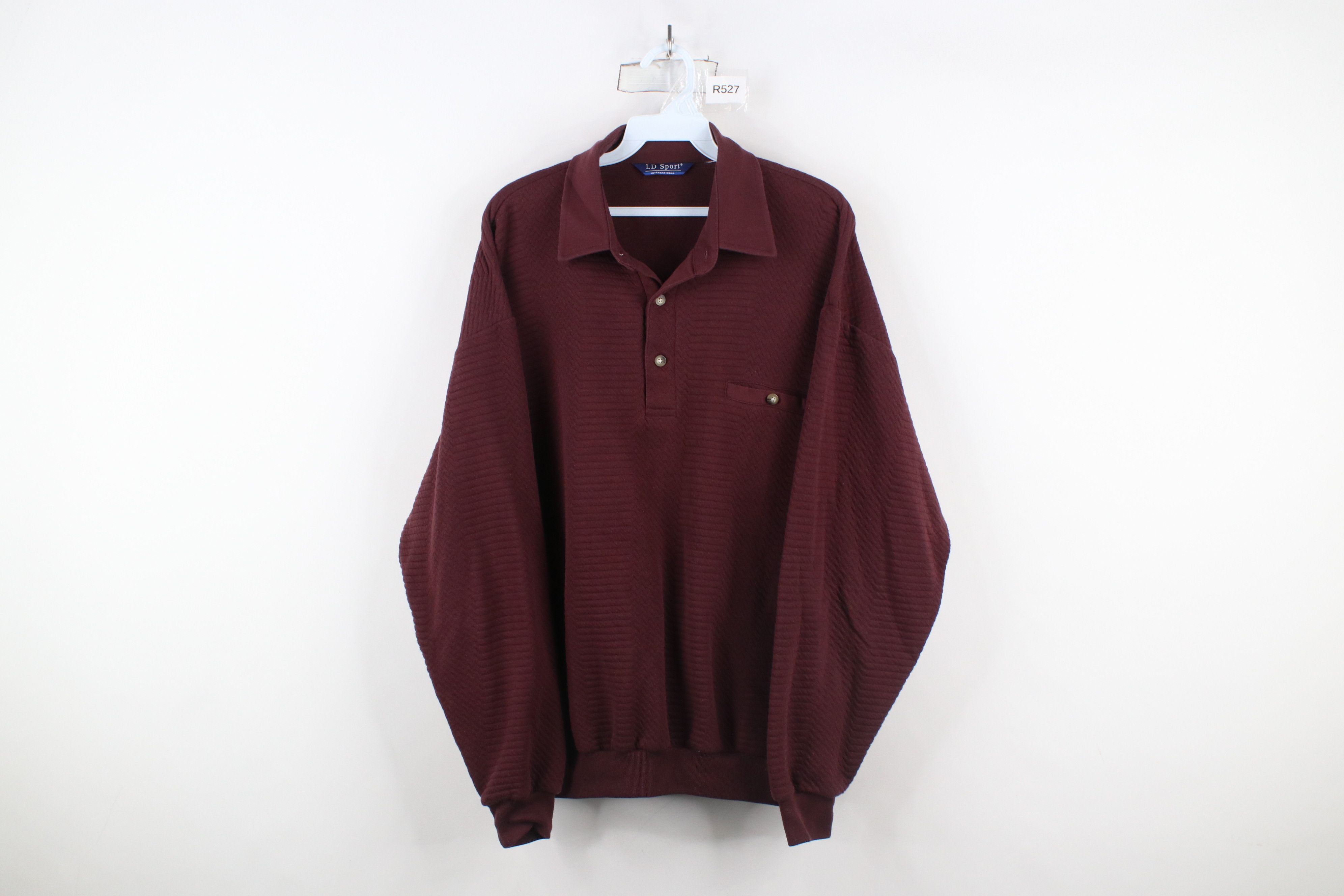 Vintage Vintage 90s Streetwear Textured Collared Long Sleeve Polo Size US XL / EU 56 / 4 - 1 Thumbnail
