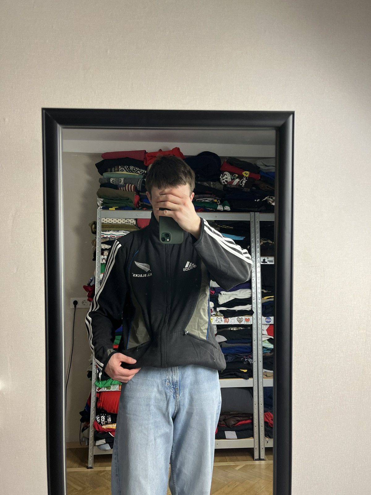 Adidas × Vintage Vintage 00s Adidas All Blacks Zip Fleece Jacket Sweater Rare Size US L / EU 52-54 / 3 - 2 Thumbnail
