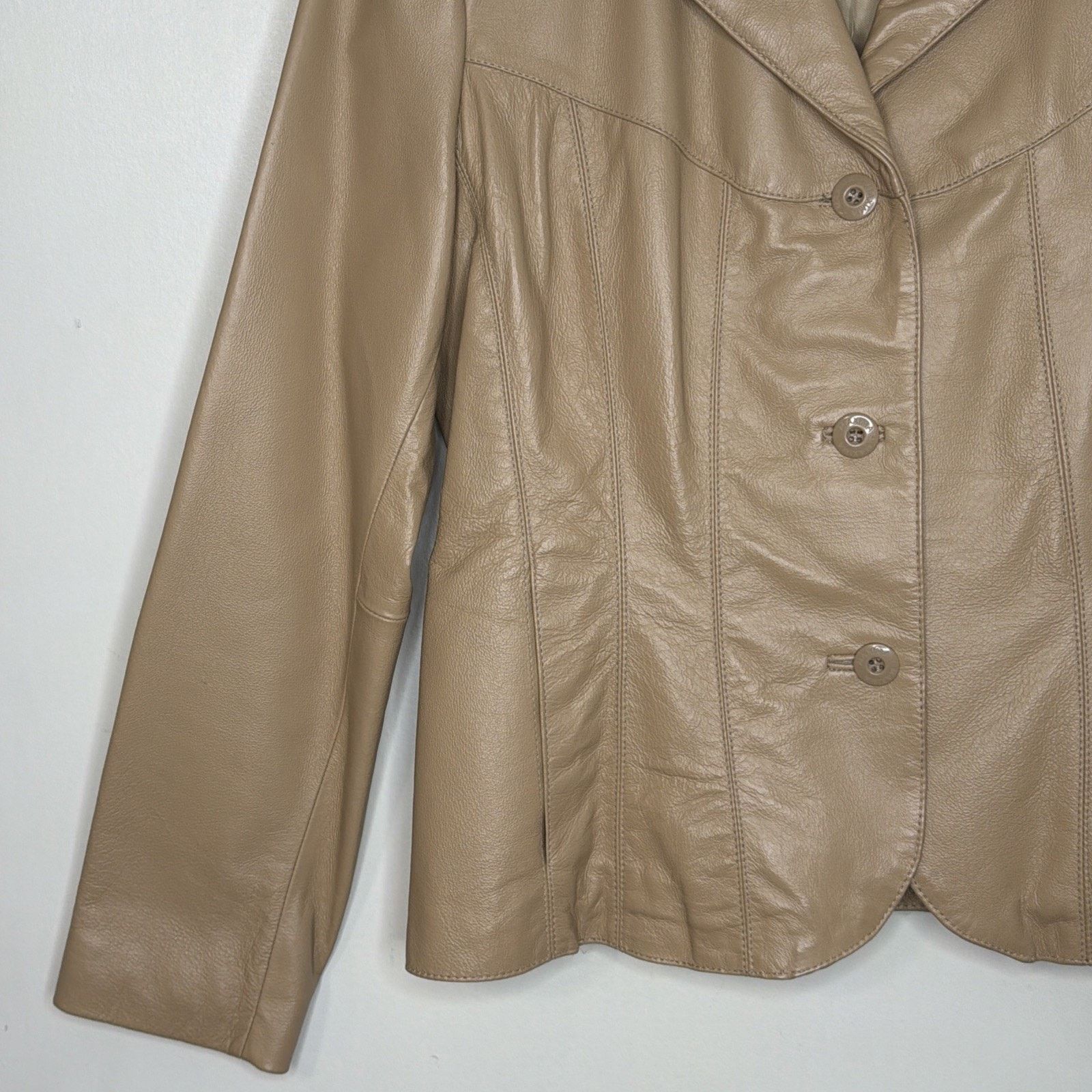 Wilsons Leather WILSONS Leather Maxima Women's L Button Front Lined TAN Size L / US 10 / IT 46 - 3 Thumbnail