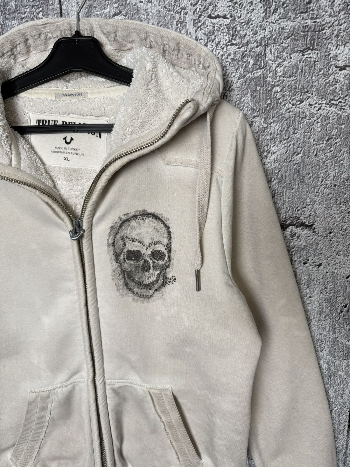 True Religion True Religion Sherpa Lined Full Zip Hoodie Skull Big Logo Size L / US 10 / IT 46 - 3 Thumbnail