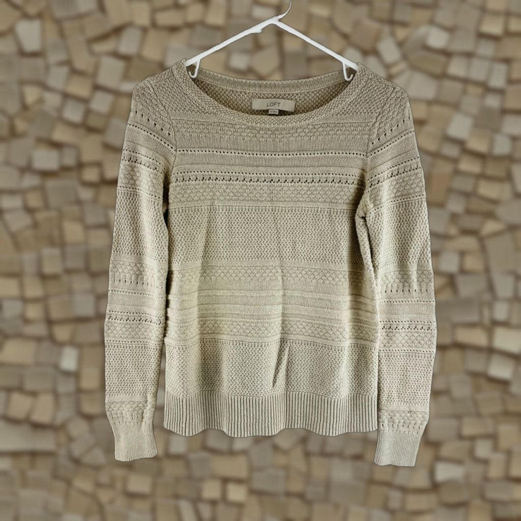 Loft LOFT Sweater Women's Size Extra Small Tan Long Sleeve Pullover Knitted Boatneck Size XS / US 0-2 / IT 36-38 - 1 Thumbnail