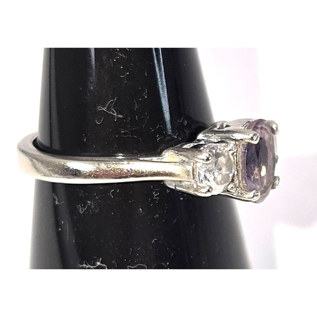 Other Amethyst & White Topaz Sterling Silver Ring Size 5.75 Elegan Size ONE SIZE - 9 Thumbnail