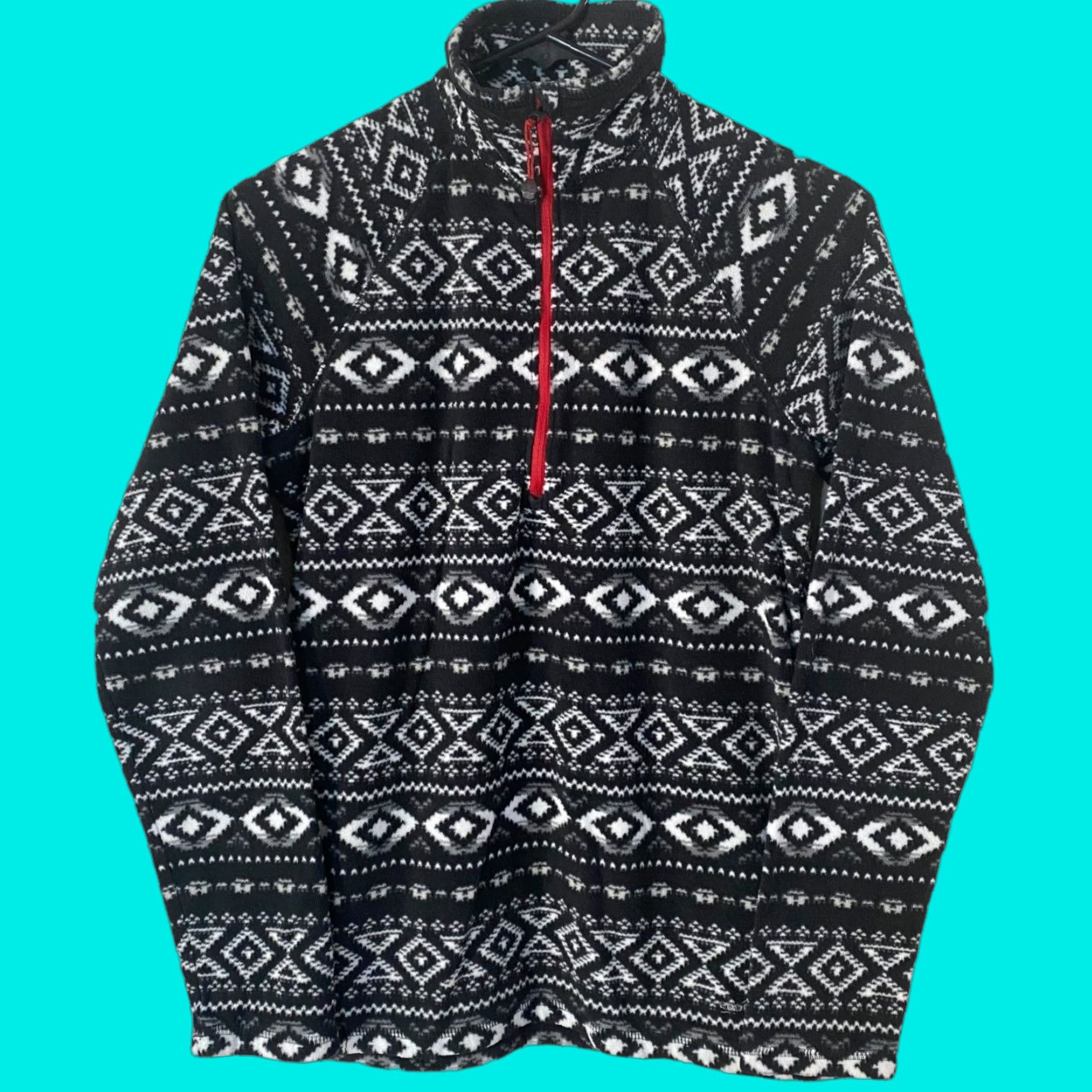 Eddie Bauer Eddie Bauer Sweater Women S Black Quest Fleece 1/4 Zip Mock Neck Aztec Pullover Outdoor Womens Size S / US 4 / IT 40 - 1 Thumbnail