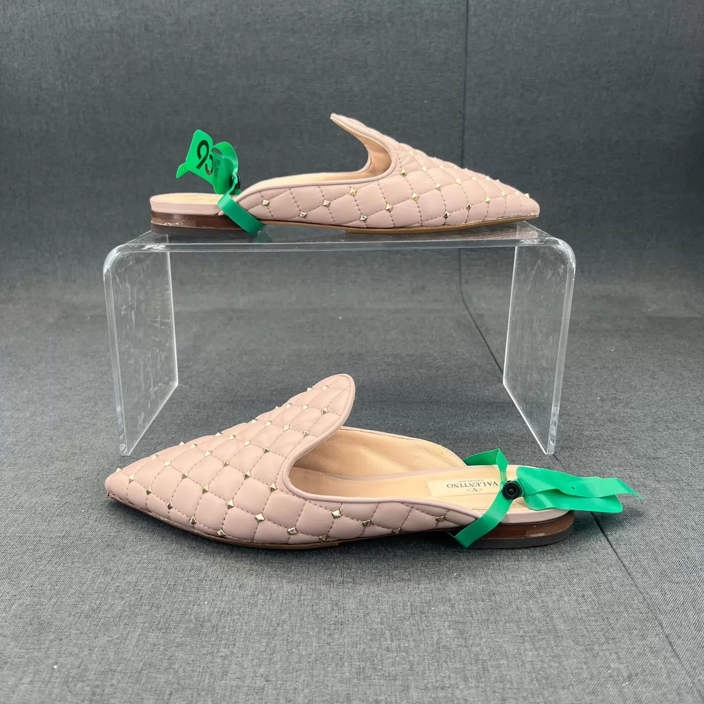 Valentino Valentino Nude Studded Quilted Pointed Mule 38.5 Boxed New Size US 8 / IT 38 - 2 Thumbnail