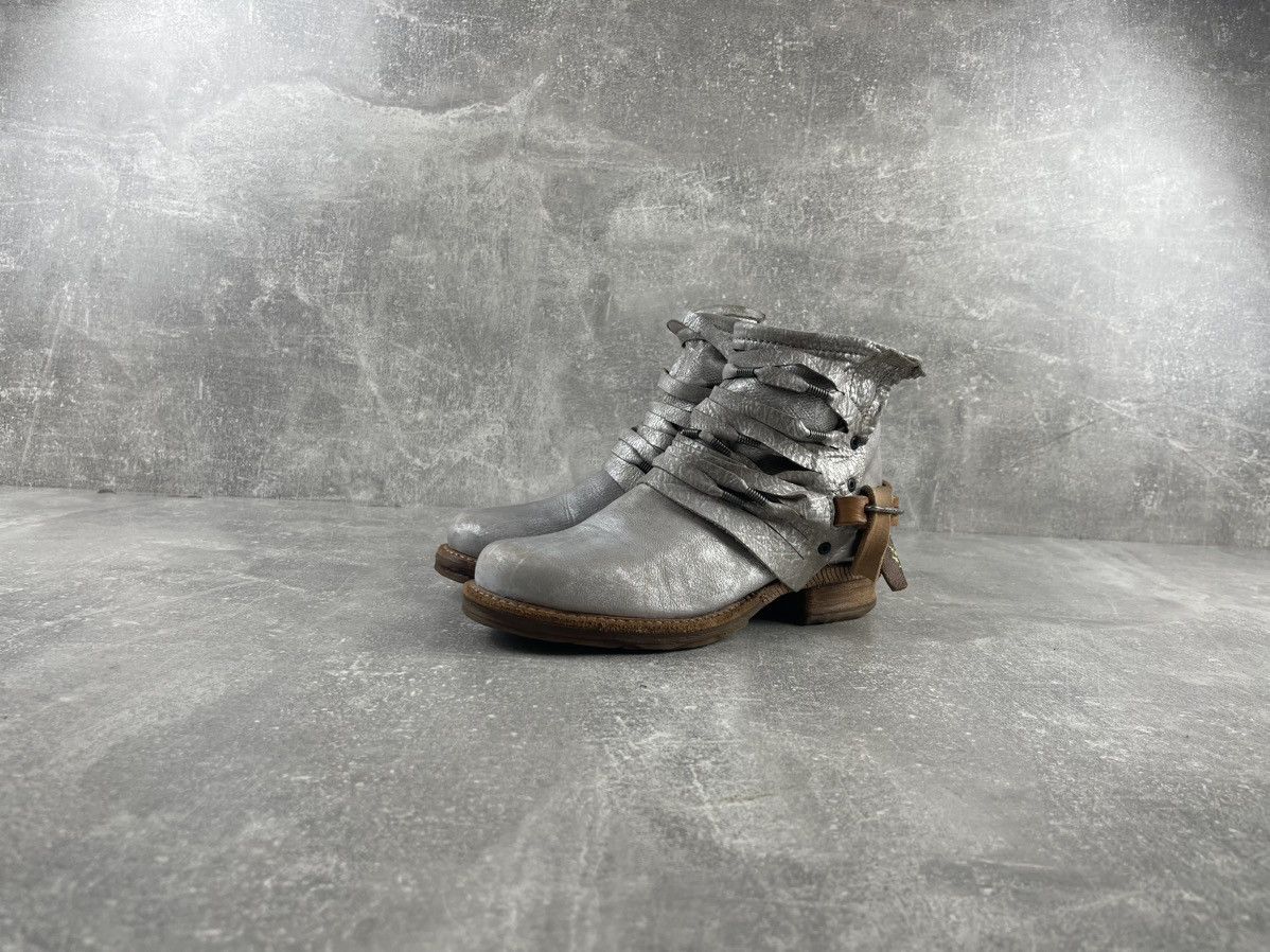 Vintage A.S.98 Archive Silver Straps Glitter Leather Boots Size US 7 / IT 37 - 1 Thumbnail