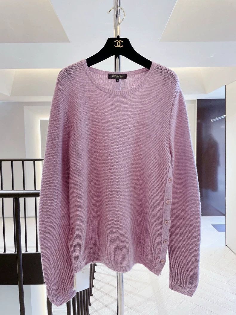 Loro Piana LORO PIANA Pink side buttoned cashmere sweater Size M / US 6-8 / IT 42-44 - 1 Thumbnail