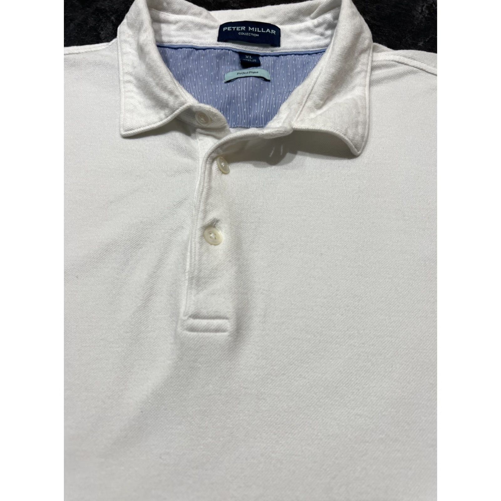 Peter Millar Peter Millar Men's Polo Shirt S/S White Solid Short Sleeve Collared Button Pullover Golf Casual Activewear Stretch Logo 100% Wearable Size US M / EU 48-50 / 2 - 4 Thumbnail