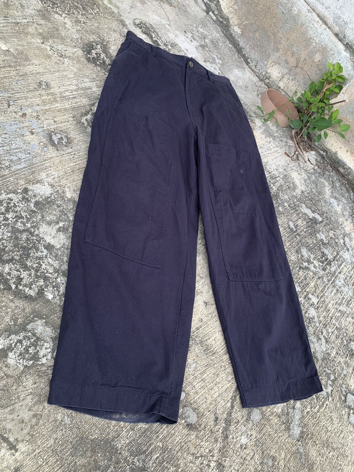 Japanese Brand Steal 🔥 baggy Niko and buckle back double knee loose pants Size US 33 - 3 Thumbnail