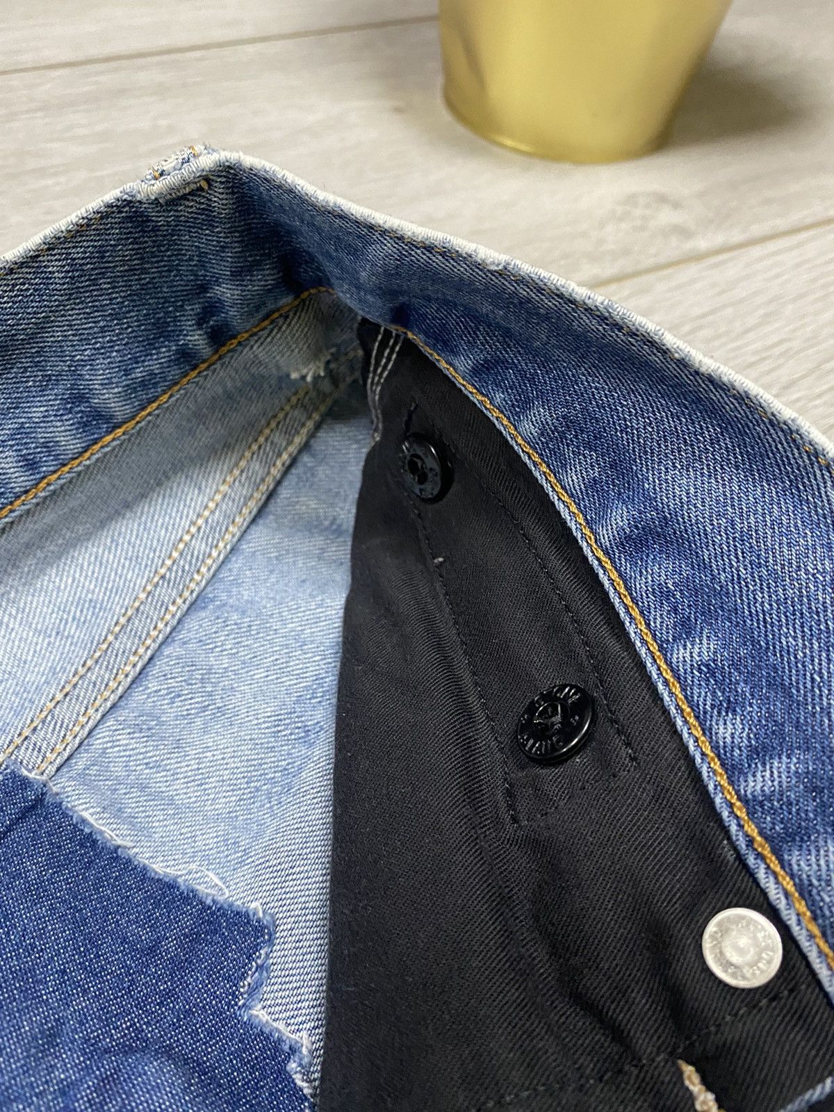 Vintage Stone Island badge distressed denim jeans Size US 32 / EU 48 - 11 Thumbnail
