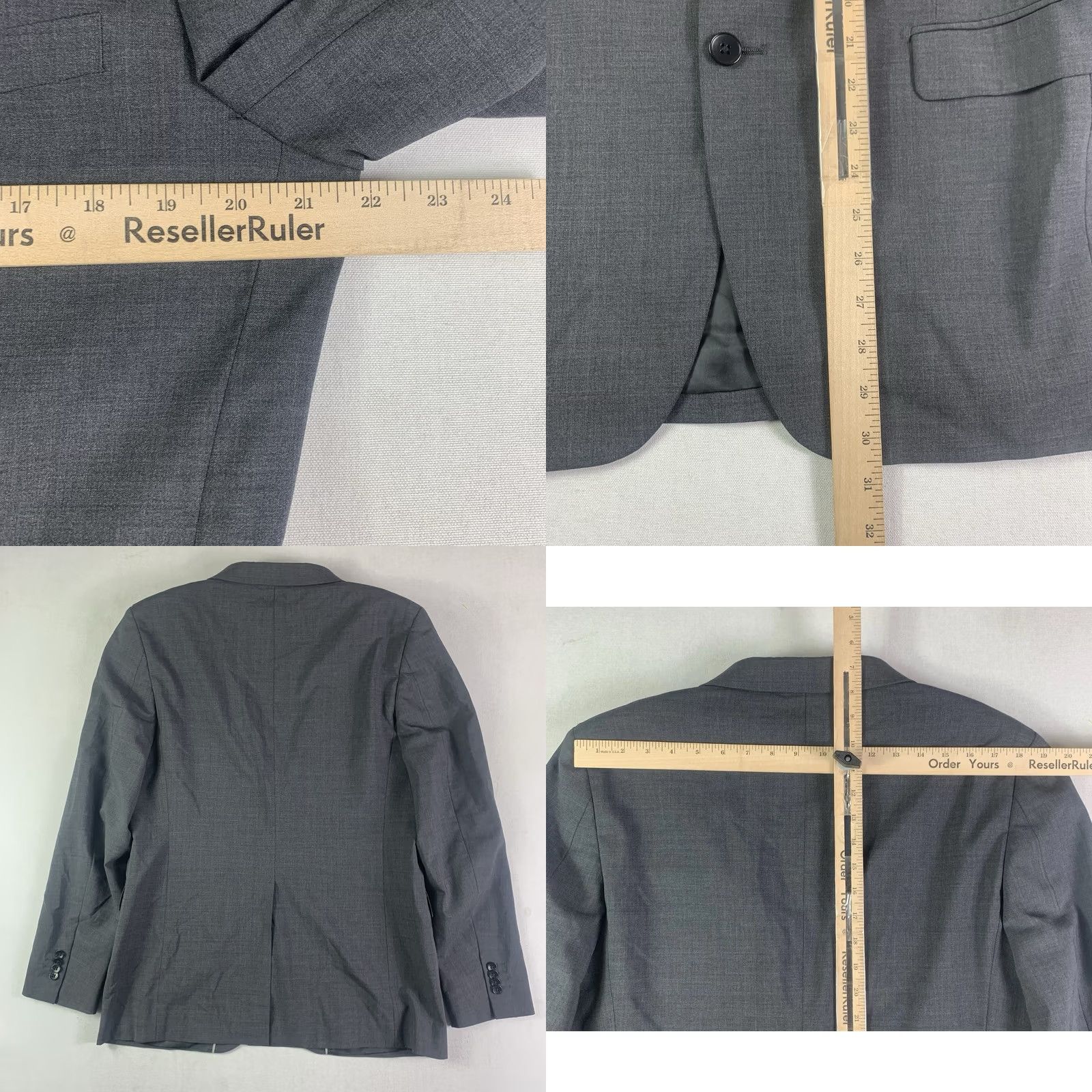 Theory Theory Blazer Mens 42R Gray Wool Spandex 2 Button (has Hole) Jacket/Coat, Single-Breasted, Regular Fit, Business Formal Office Work, Theory Size 42R - 8 Thumbnail