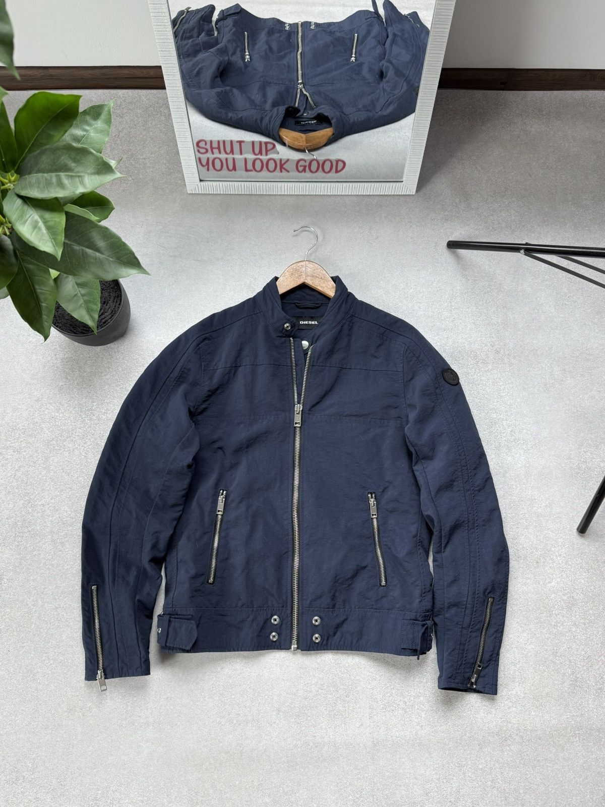 Diesel Diesel Moto Biker Jacket Y2K Blue Rare Mens Nylon Zip Pocket Size US M / EU 48-50 / 2 - 1 Thumbnail