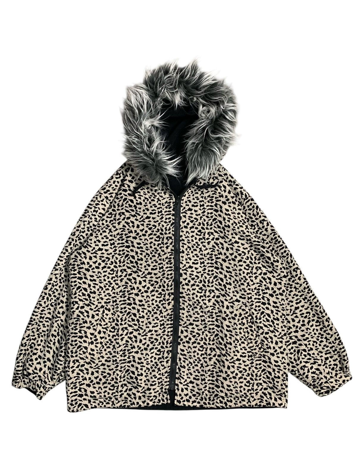 Le Grande Bleu (L.G.B.) LEOPARD REVERSIBLE FUR HOODIE ZIP JACKET IFSIX LGB STYLE Size US L / EU 52-54 / 3 - 2 Thumbnail
