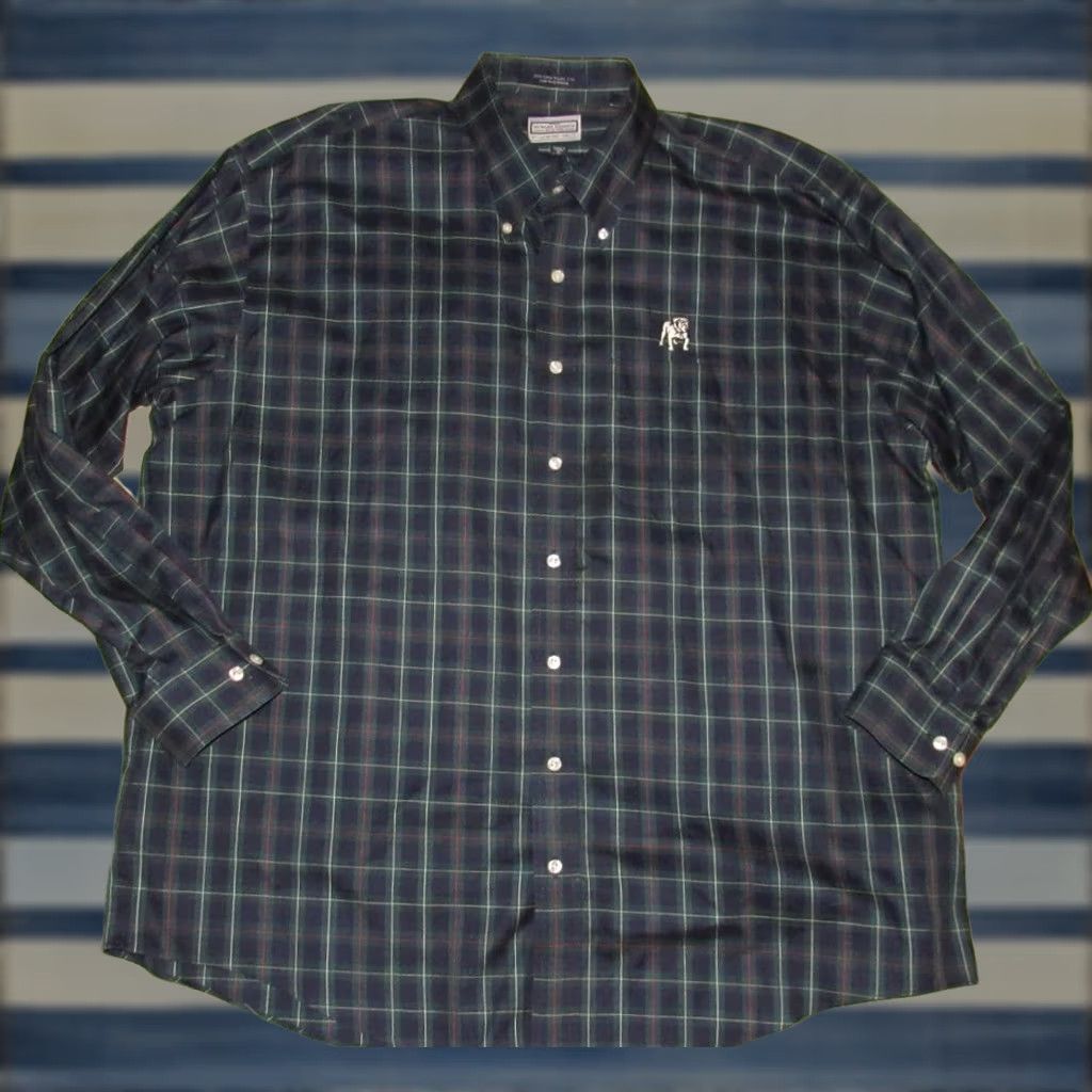Vintage ONWARD RESERVE Georgia Bulldogs Navy Plaid Long Sleeve Button Down Shirt XXL Men Size US XXL / EU 58 / 5 - 1 Thumbnail