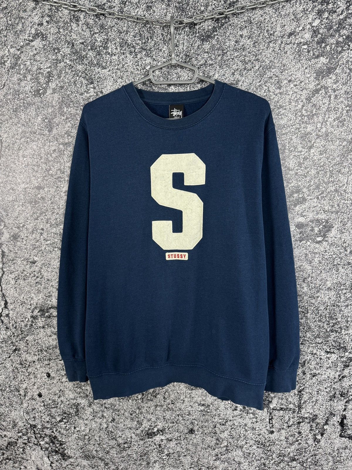 Stussy Sweatshirt Big Logo Pullover Made in U.S. Size L