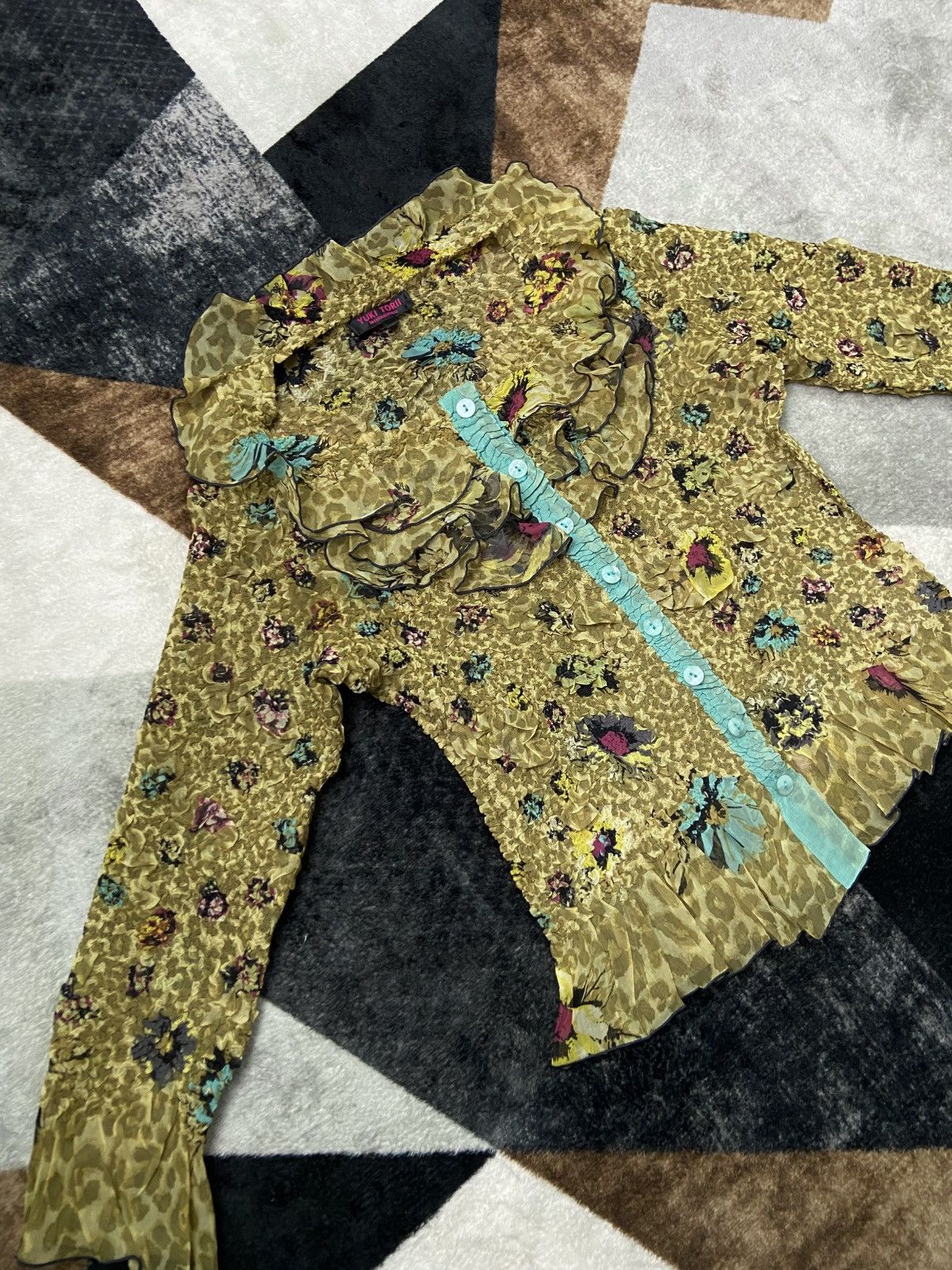 Pleats Please Issey Miyake Yuki Torii International Crinkle Floral Sheer Blouse Size M / US 6-8 / IT 42-44 - 4 Thumbnail