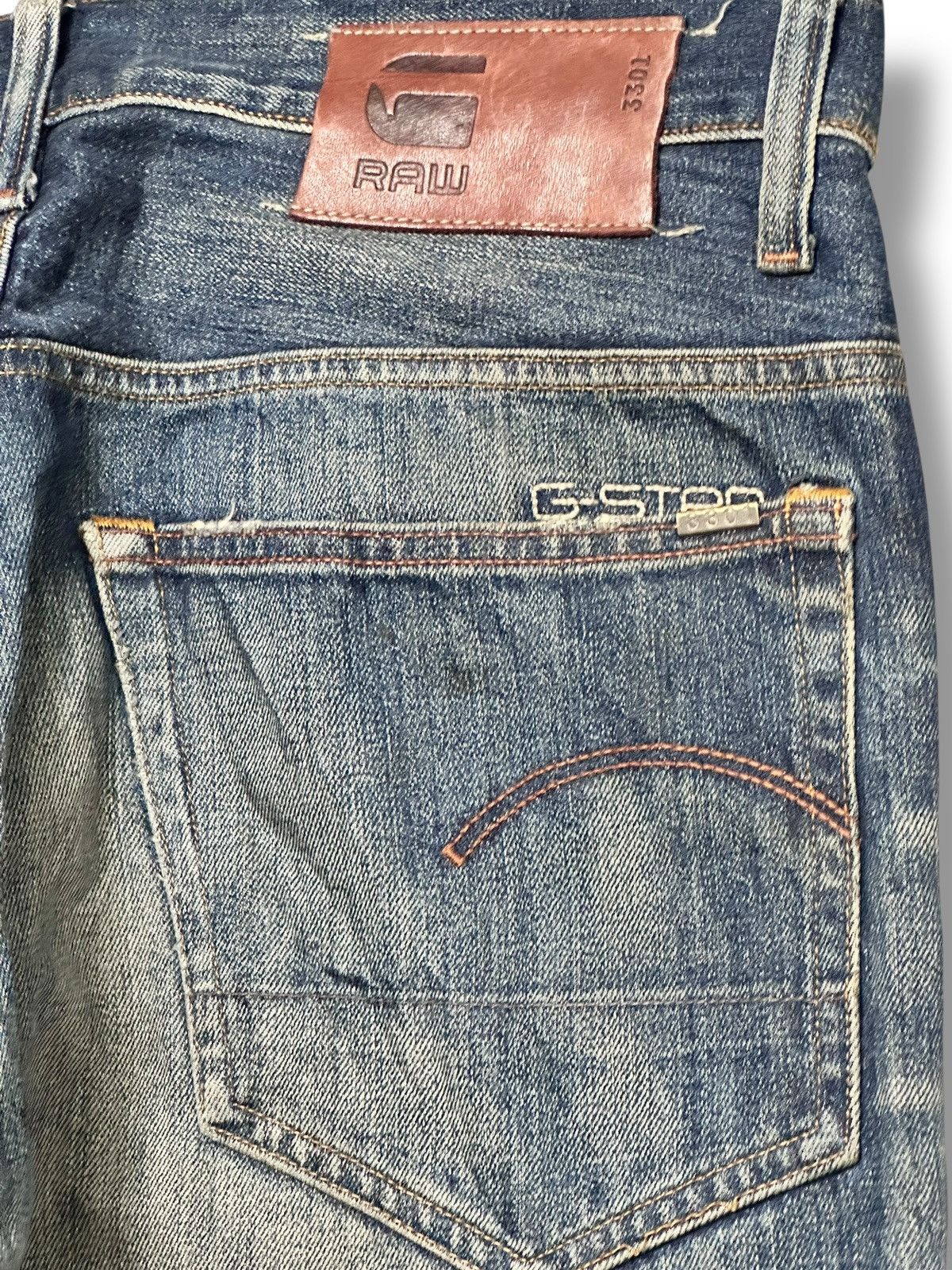 G-Star G-Star Raw 3301 Slim Fit Denim Jeans Vintage Faded Mud Wash Size US 34 / EU 50 - 9 Thumbnail