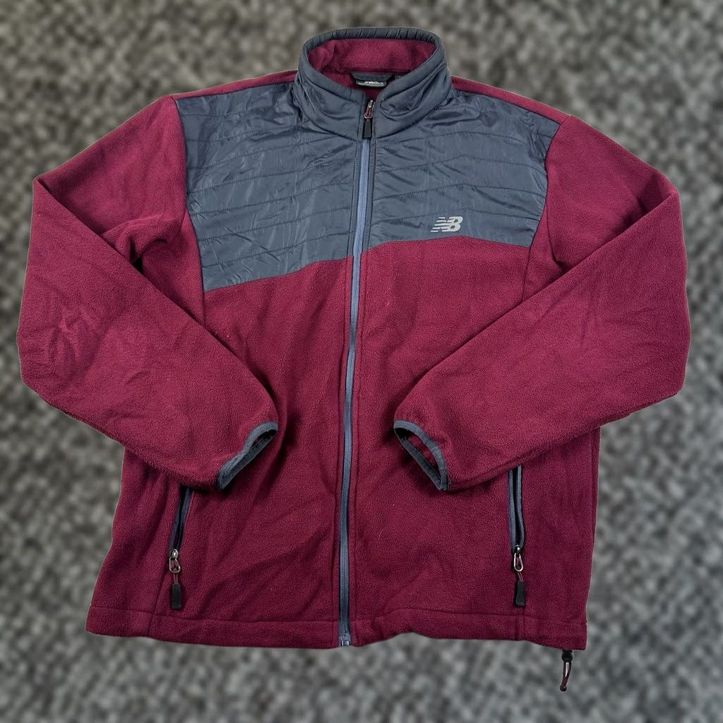 New Balance New Balance Full Zip Fleece Jacket Maroon Gray Mens M Multicolor Running & Jogging Jacket Zip Size US M / EU 48-50 / 2 - 1 Thumbnail