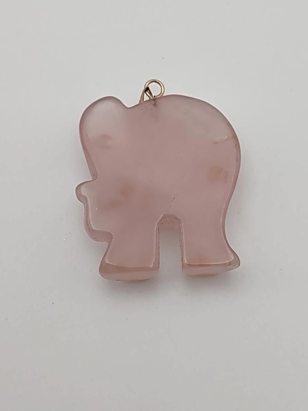 The Unbranded Brand Rose Quartz Elephant Pendant 14K Gold Accents Good Luck Size ONE SIZE - 2 Thumbnail
