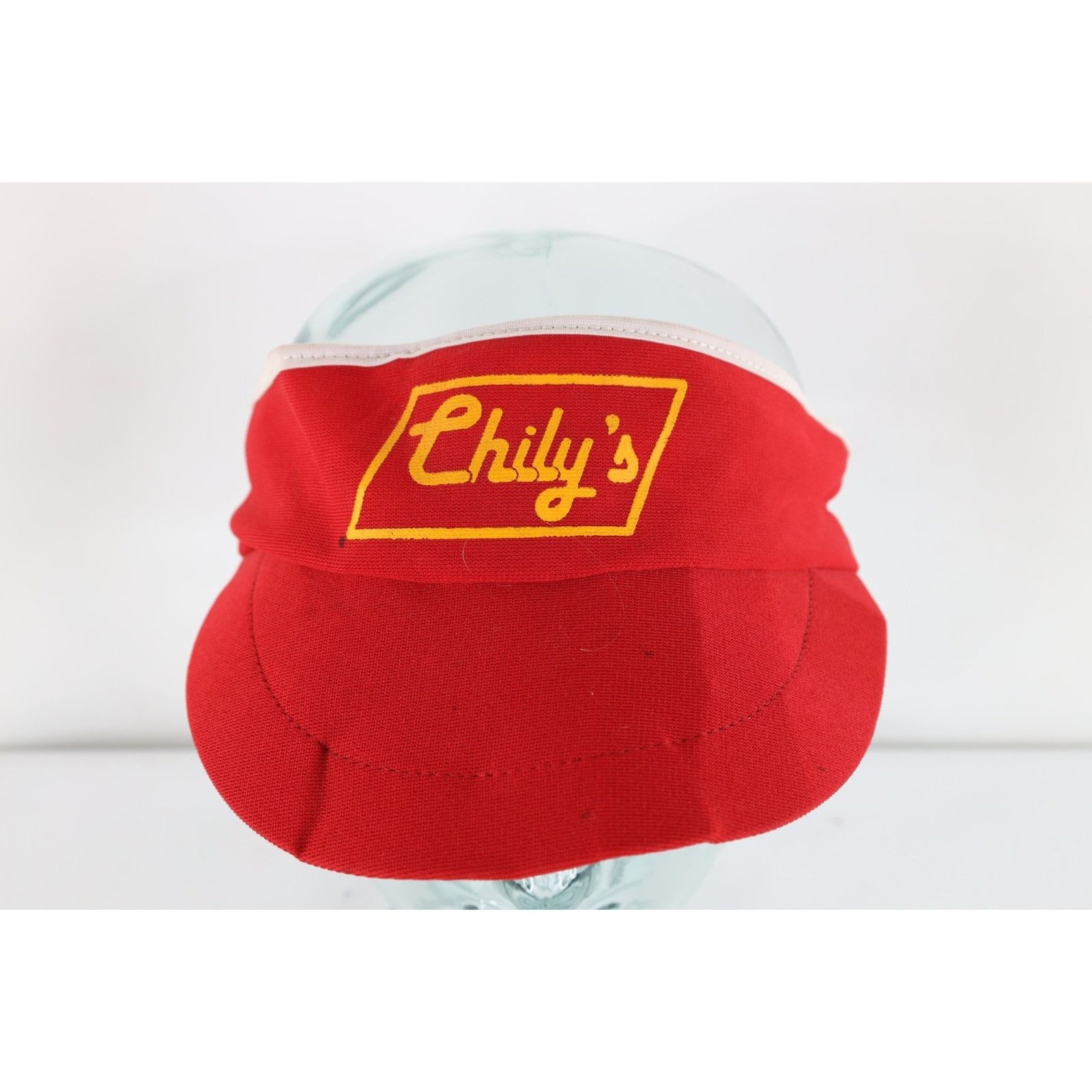 Vintage Vintage 70s Chilly's Restaurant Spell Out Visor Hat Cap Red Size ONE SIZE - 1 Thumbnail