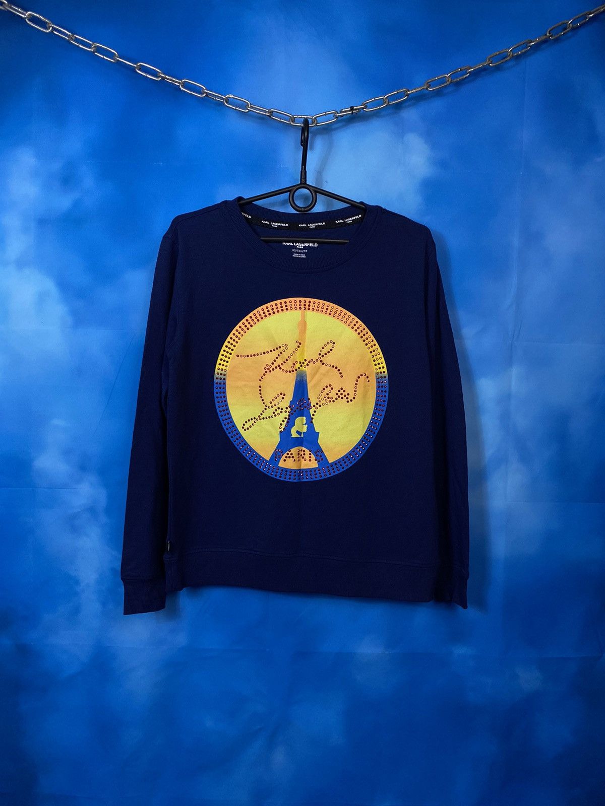 Japanese Brand × Karl Lagerfeld × Vintage NEW💥 KARL LAGERFELD PARIS RHINESTONE SWEATSHIRT Size S / US 4 / IT 40 - 1 Thumbnail