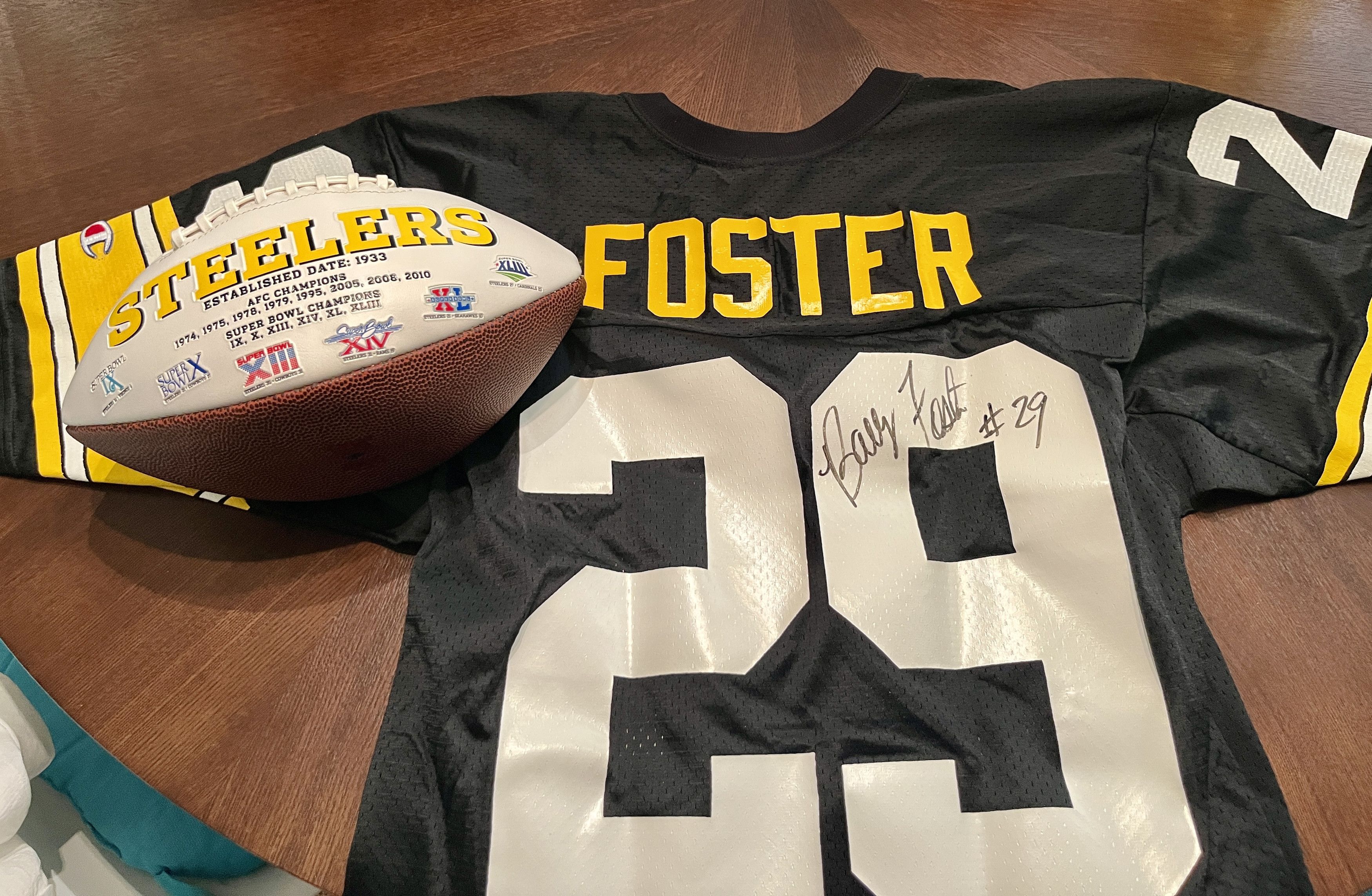 Champion Steelers 90s Vintage Barry Foster Signed Jersey & Ball Set Size US M / EU 48-50 / 2 - 1 Thumbnail
