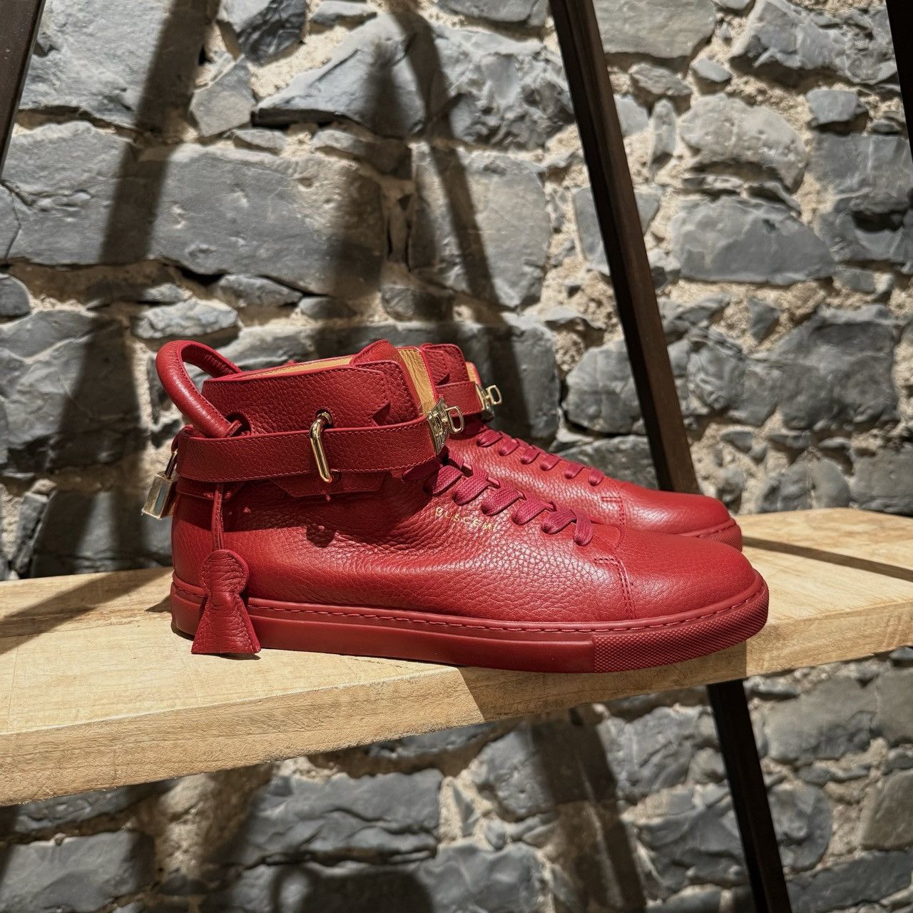 Buscemi Buscemi Red Leather 100MM High Top Sneakers Size US 9 / EU 42 - 1 Thumbnail