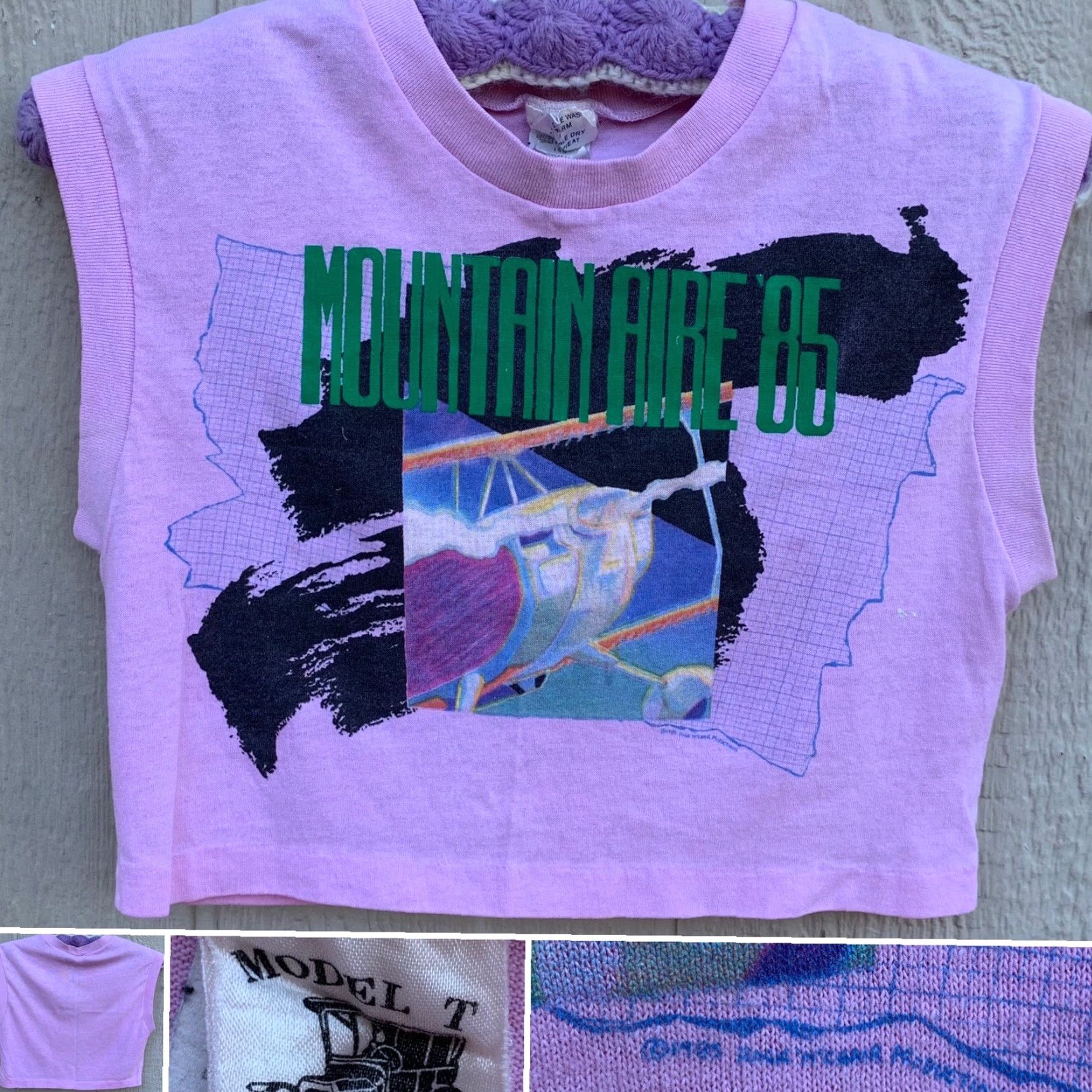 Vintage VINTAGE Mountain Aire ‘85 Crop Top Muscle Tee M Pink 1980s Rock N Gear Productions T-Shirt Womens Size M / US 6-8 / IT 42-44 - 2 Thumbnail