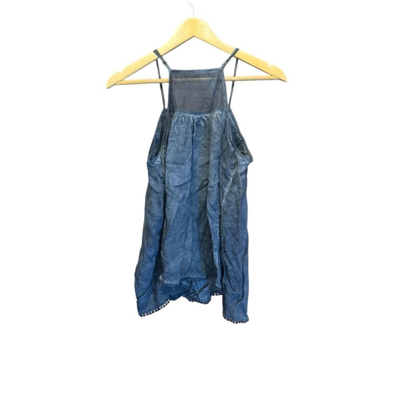 Designer C&V. Chelsea and Violet. Blue Boho Blouse. Size Small. Size S / US 4 / IT 40 - 6 Thumbnail