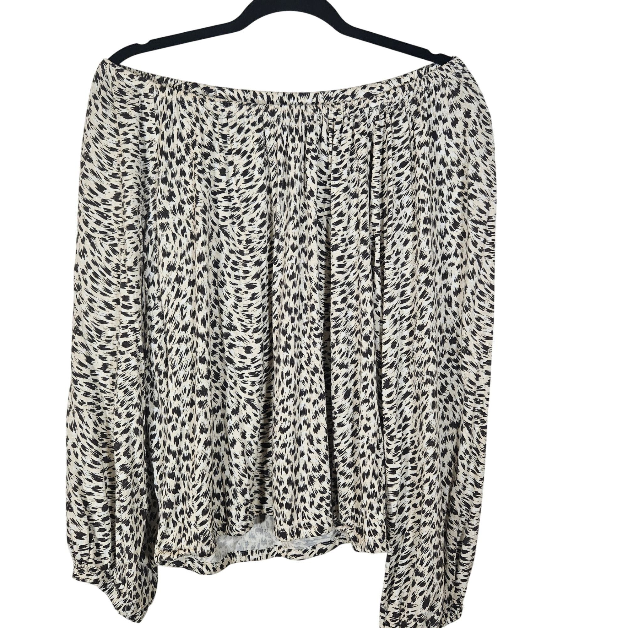 Anthropologie Anthropologie Womens Off-Shoulder Animal Print Top Beige M M Size M / US 6-8 / IT 42-44 - 2 Thumbnail