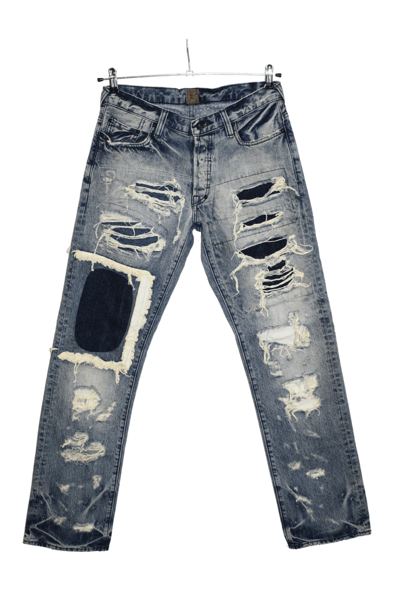 Image of Beauty Beast x Distressed Denim Prps Donwan Harrell Distressed Patchwork Rip Repair Denim in Indigo