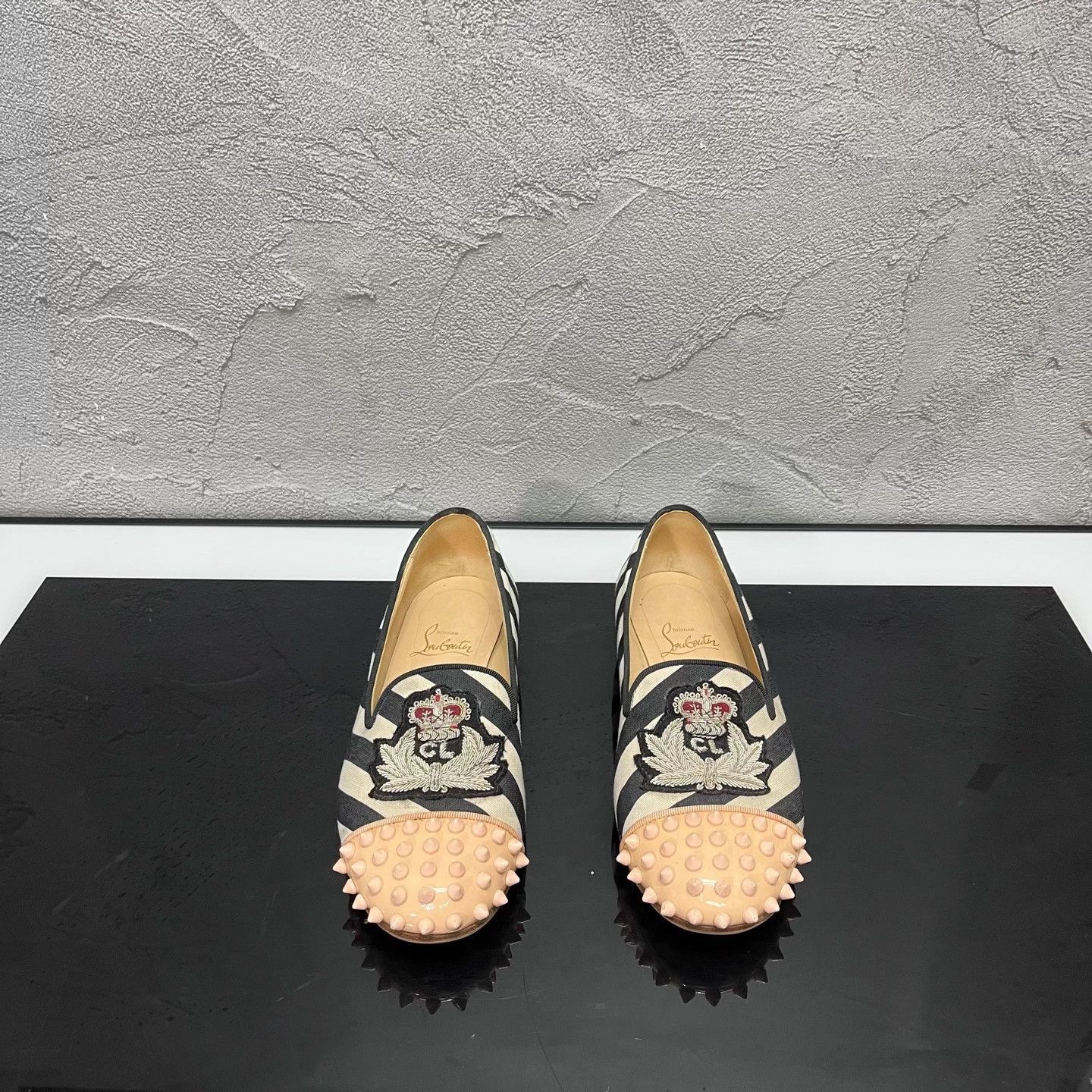 Christian Louboutin CL Embroidered Studded Loafers 36 98 New Size US 5 / IT 35 - 2 Thumbnail