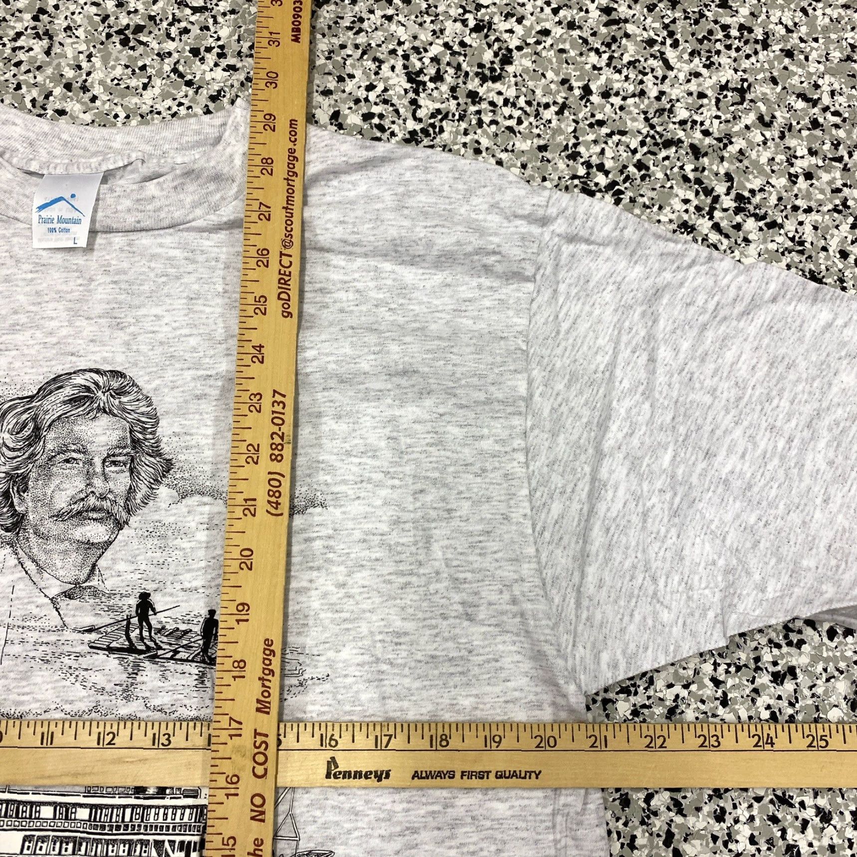 Vintage VINTAGE Prairie Mountain Mississippi T-Shirt Mens L Short Sleeve Gray 90s Graphic Tee Mens Size US L / EU 52-54 / 3 - 3 Thumbnail
