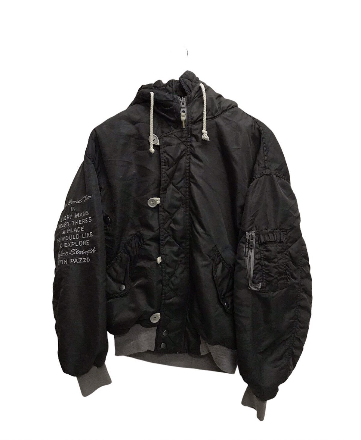 Japanese Brand × Vintage Vintage Pazzo Brand Cold Weather Bomber Flight Jacket Hoodie Size US M / EU 48-50 / 2 - 2 Thumbnail