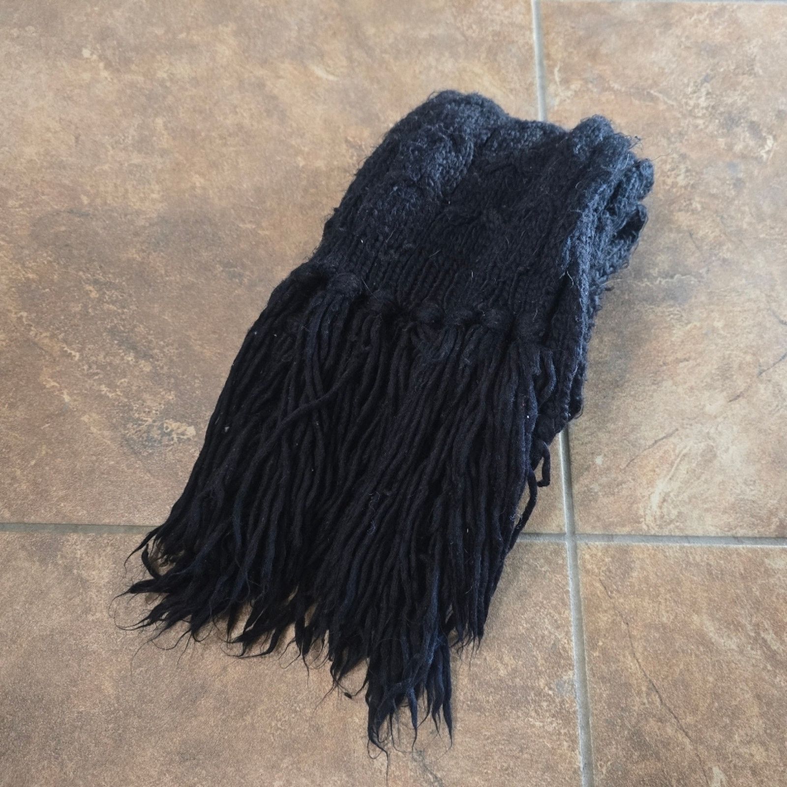 Other Black Detailed Winter Knit Fringed Scarf Size ONE SIZE - 3 Thumbnail