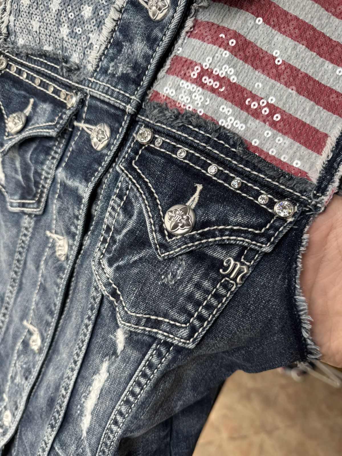 If Six Was Nine × Japanese Brand × Miss Me Miss Me Denim Vest Jacket Japanese y2k cowboy beyonce style Size S / US 4 / IT 40 - 6 Thumbnail