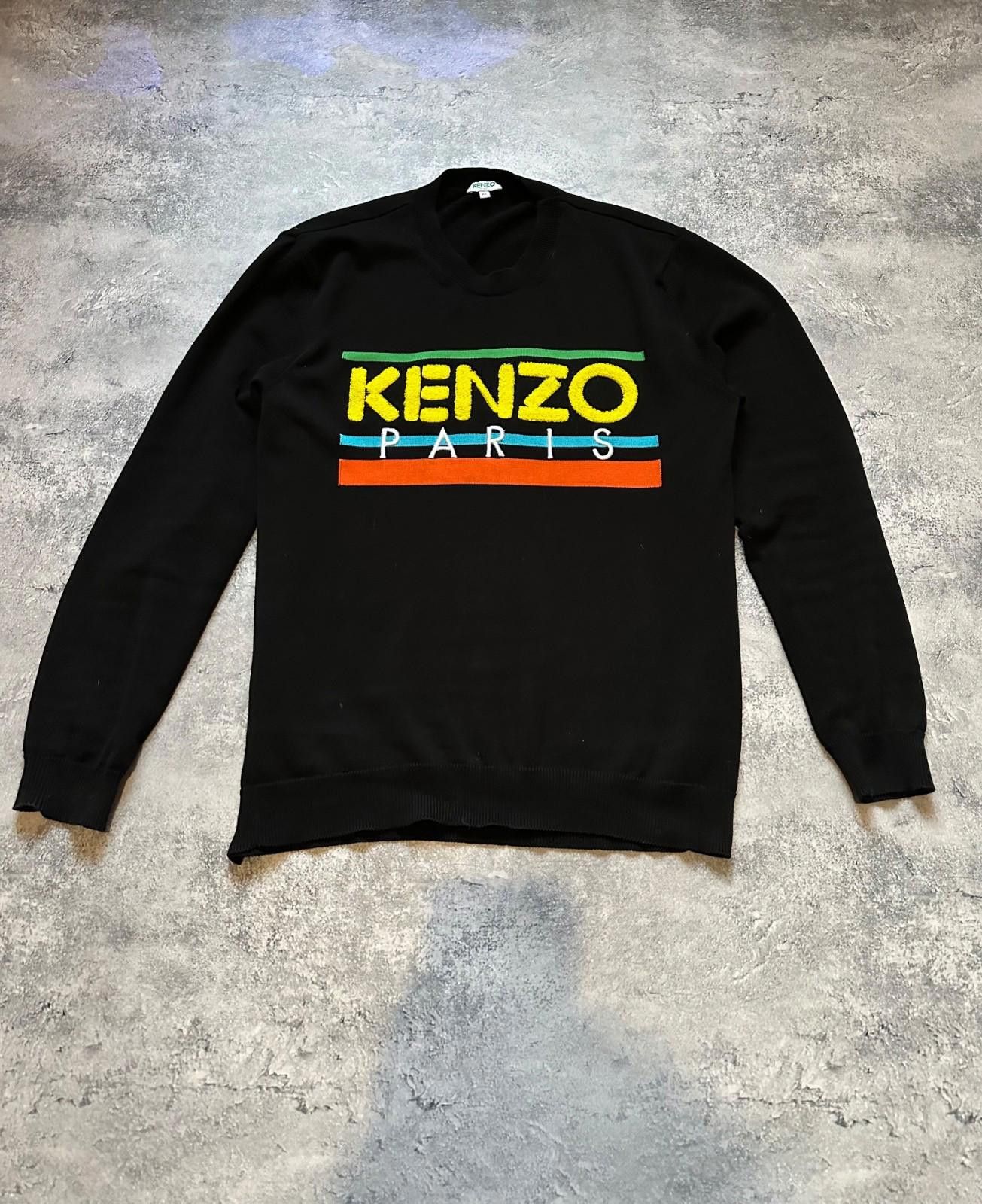 Kenzo Kenzo Black Logo Knit Crew Neck Long Sleeve Sweater Sz M Size US M / EU 48-50 / 2 - 1 Thumbnail