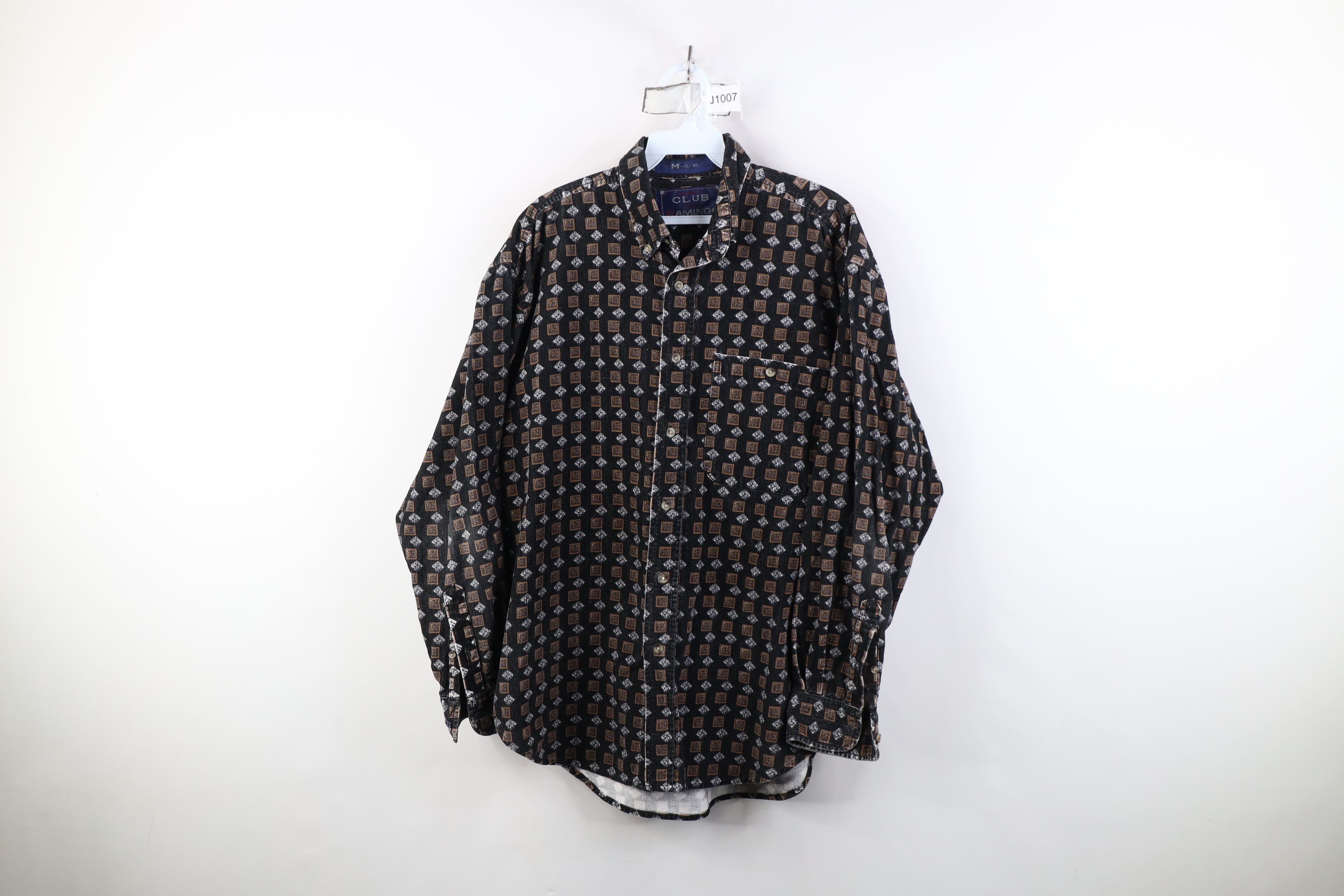 Vintage Vintage 90s Streetwear Diamond Corduroy Button Down Shirt Size US M / EU 48-50 / 2 - 1 Thumbnail