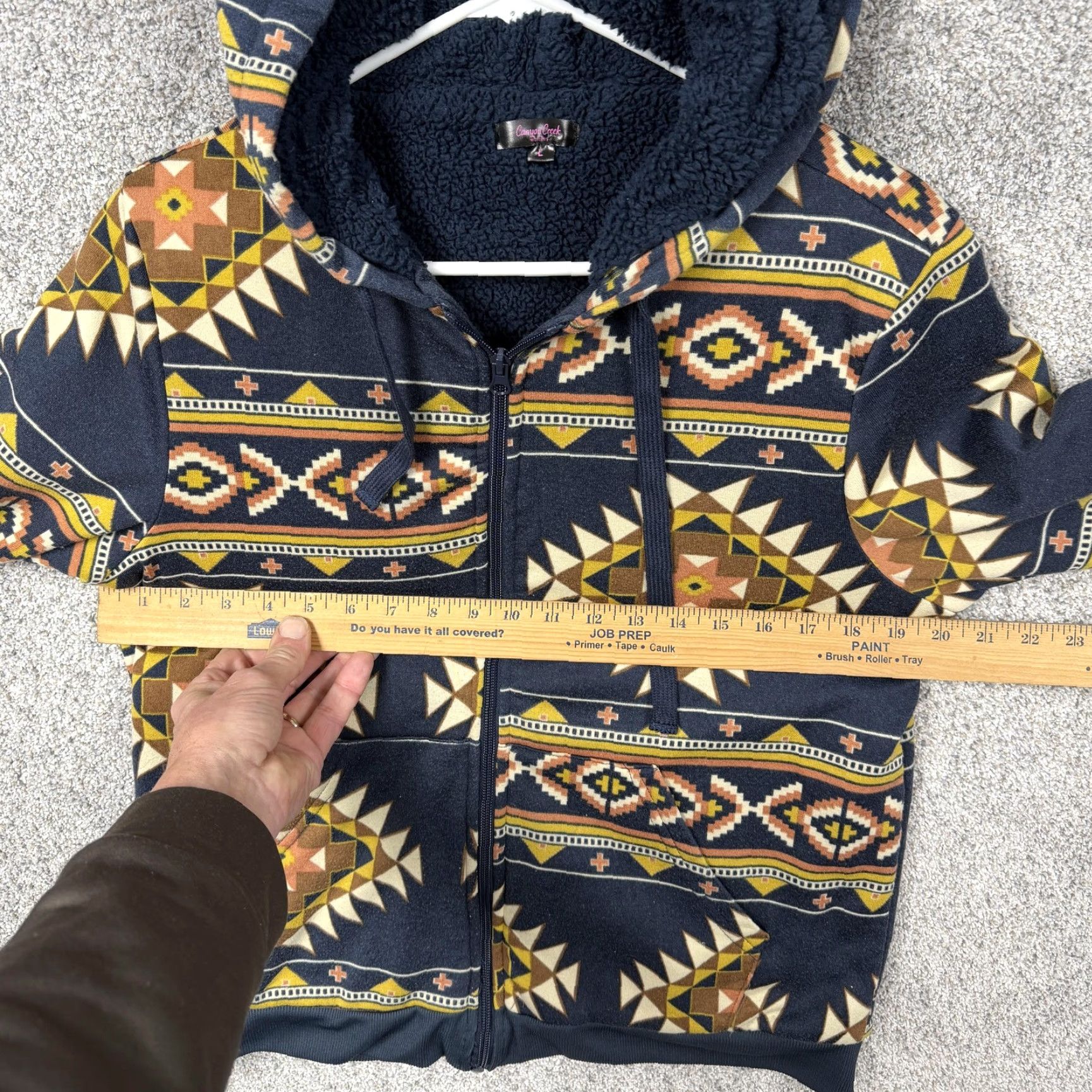 Vintage Canyon Creek Hoodie Womens L Blue Aztec Sherpa Lined Full Zip Fleece Southwest Size L / US 10 / IT 46 - 4 Thumbnail