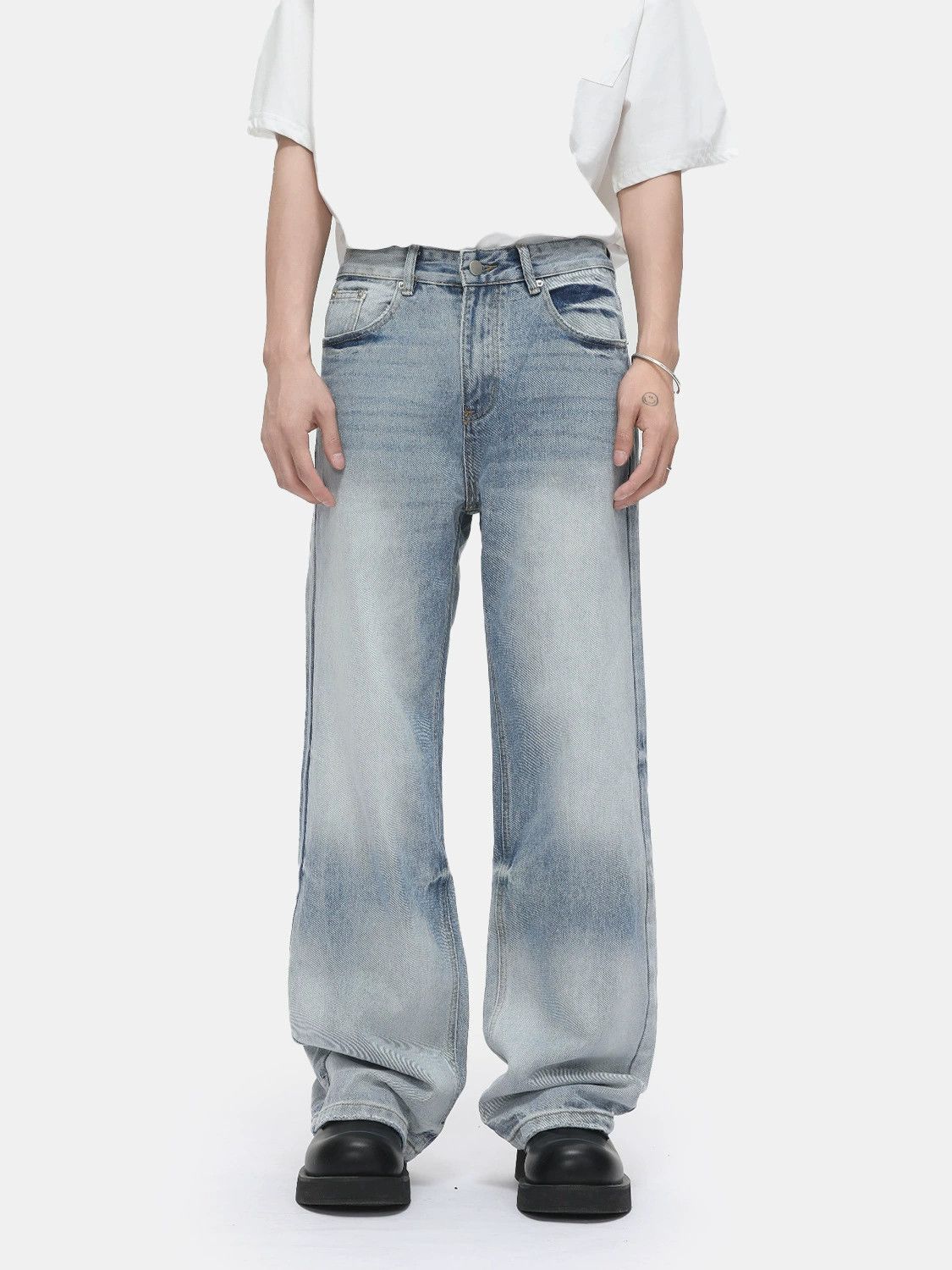 Japanese Brand × Jean Japanese retro washed distressed wide-leg loose washed jeans Size US 32 / EU 48 - 1 Thumbnail
