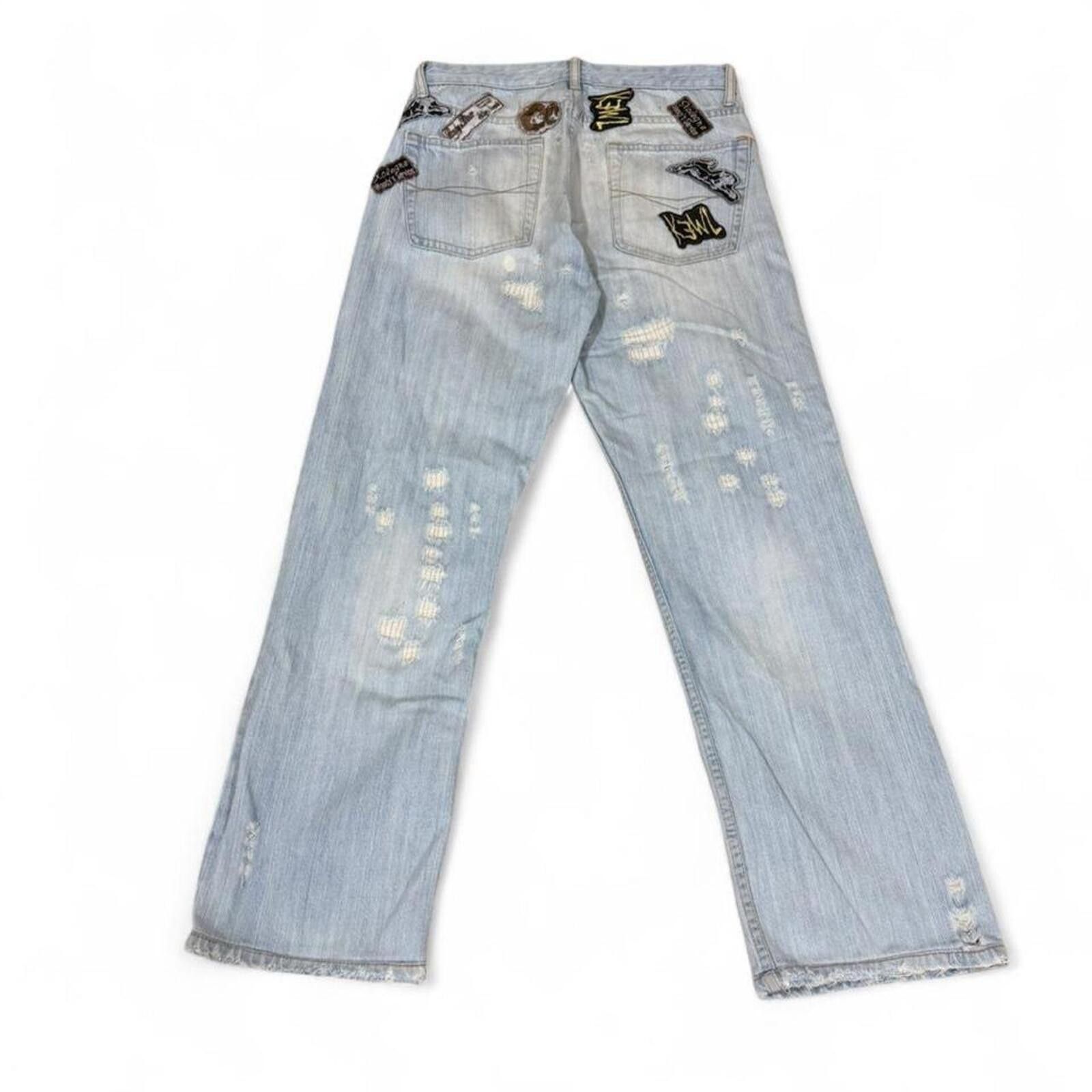 Replay Replay Light wash denim jeans with patches and ripped look Size US 31 - 2 Thumbnail