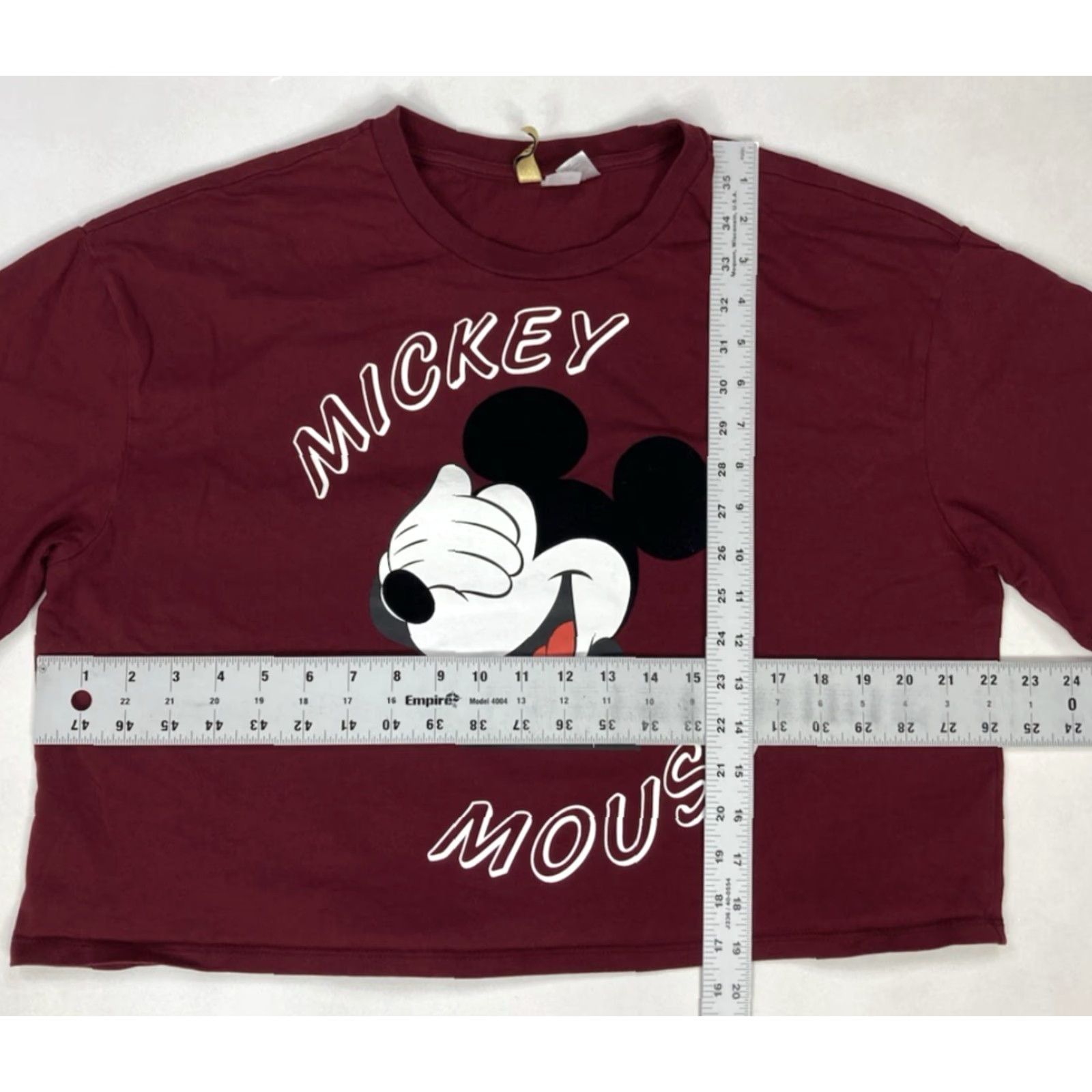 H&M VINTAGE H&M Disney Mickey Mouse Crop Graphic T-Shirt Women Large Maroon Red Size L / US 10 / IT 46 - 5 Thumbnail