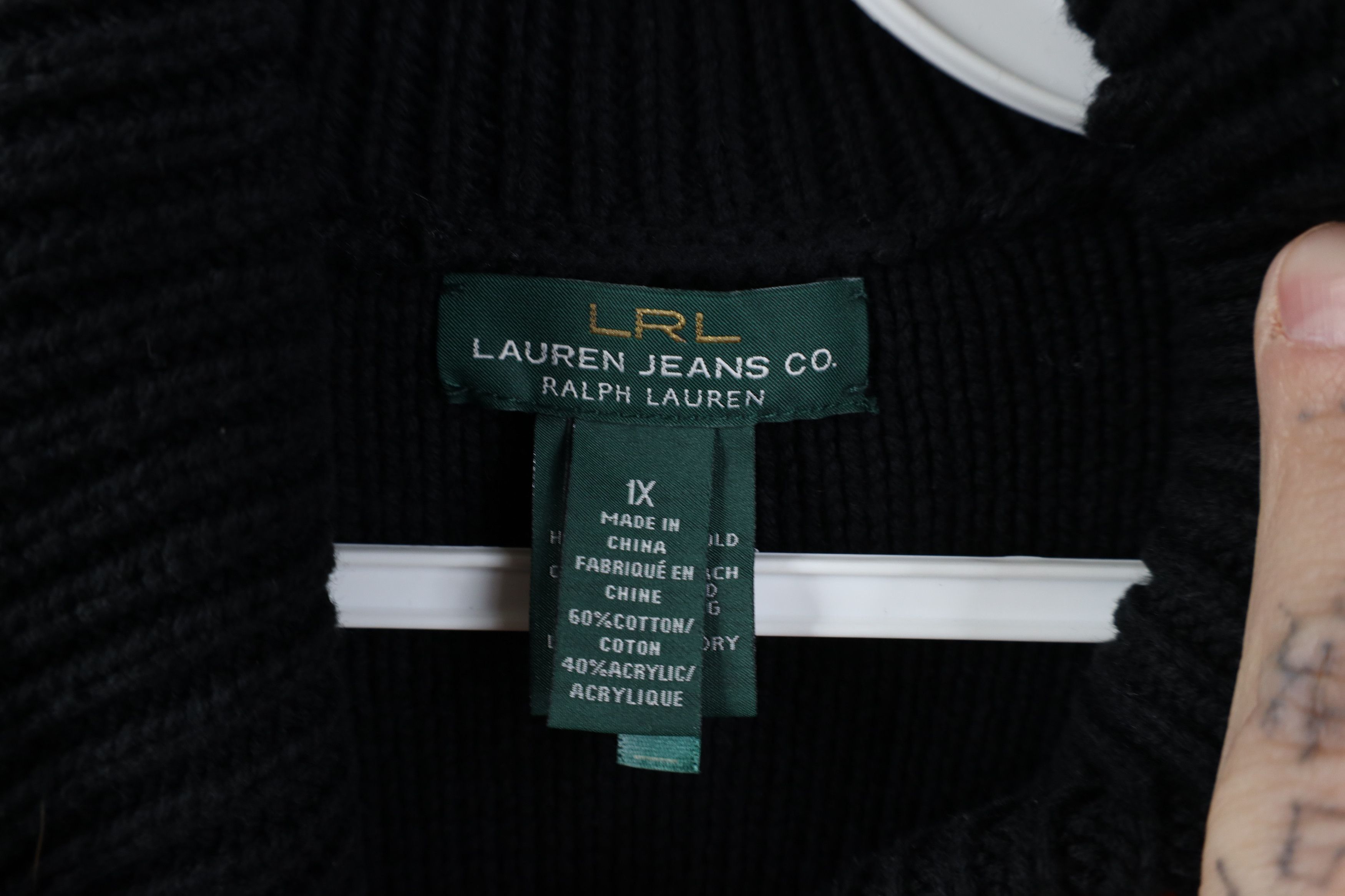 Ralph Lauren Vintage 90s Ralph Lauren Poncho Sweater Shawl Cape Black Size XL / US 12-14 / IT 48-50 - 9 Thumbnail