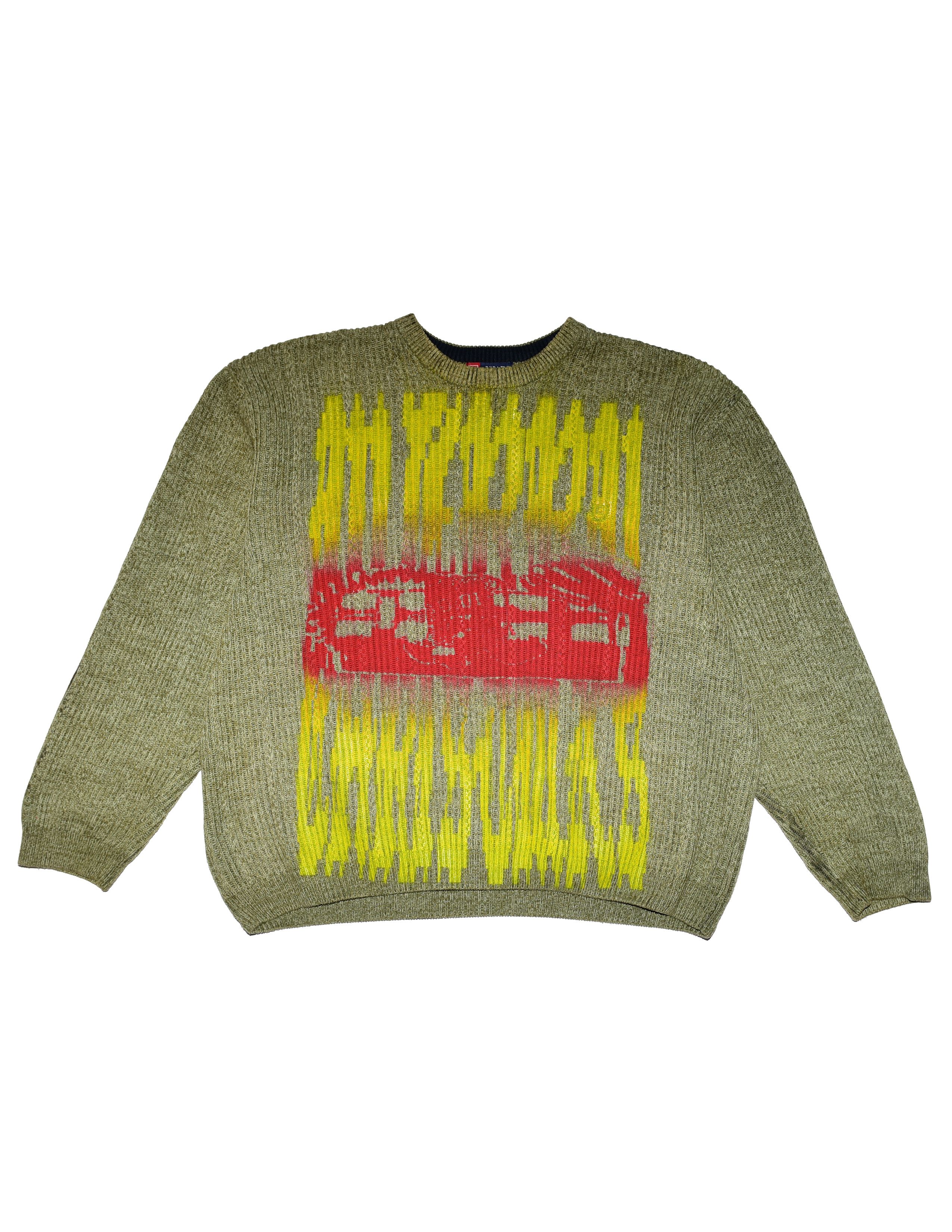 Airbrush Throwie Cable Knit Sweater by Digital Trenches