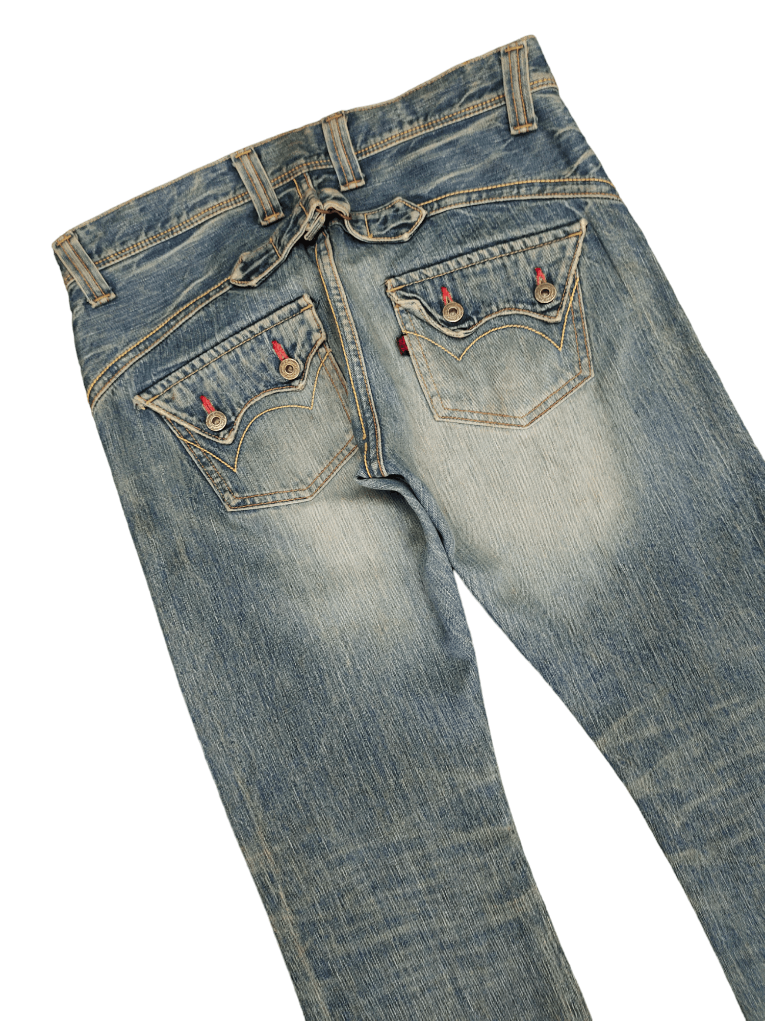 Le Grande Bleu (L.G.B.) Flare Jeans Edwin Buckle Back Distress Faded Boot Cut Y2k Size US 32 / EU 48 - 15 Thumbnail