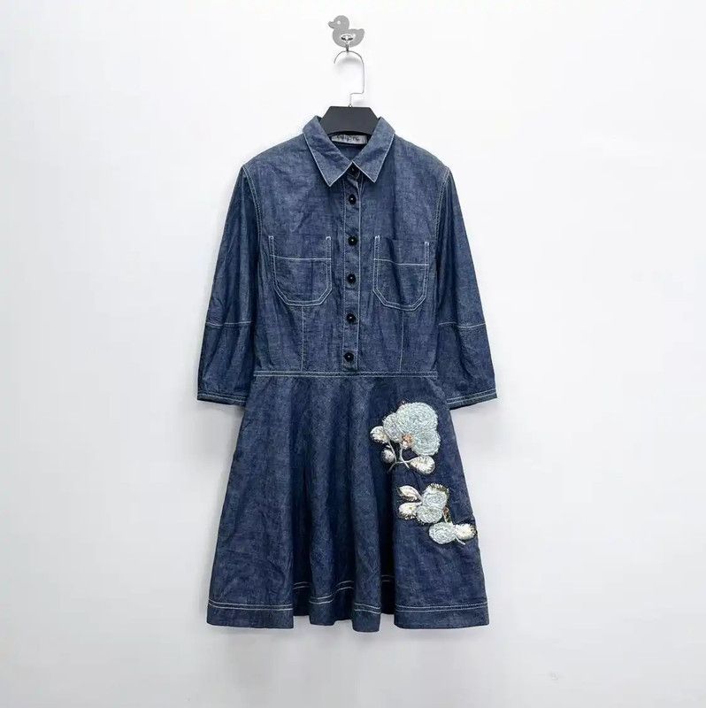 Dior Dior Denim Midi Dress with Floral Design . | Grailed