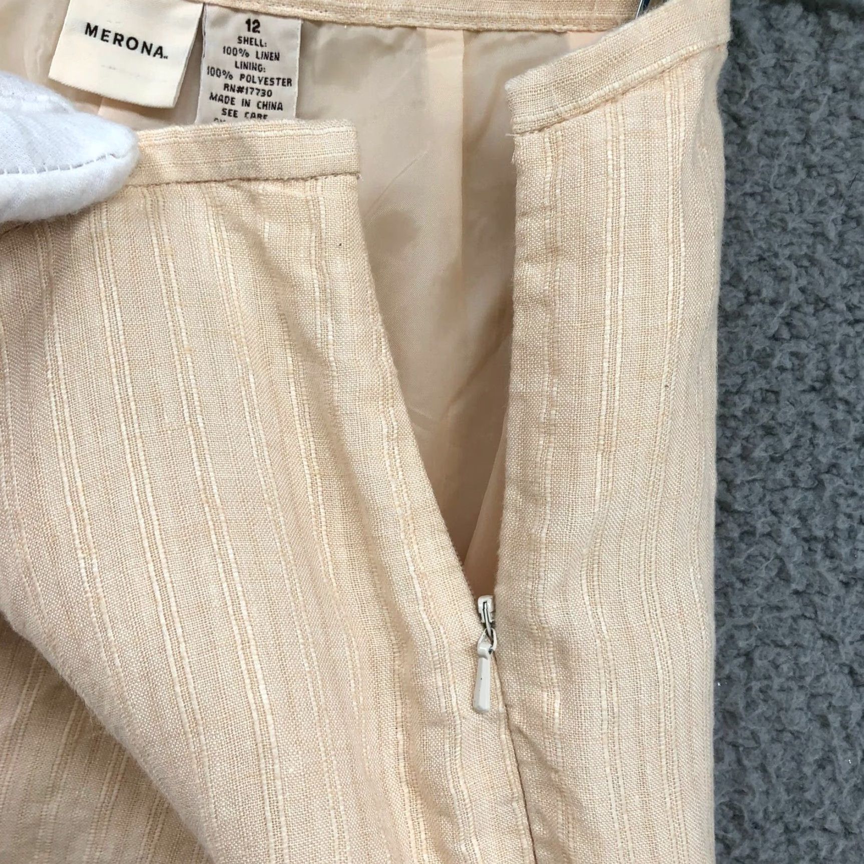 Merona Merona 100% Linen Beige Tapered Leg Dress Pants Womens Sz 12 High Rise Flat Front Size 34" / US 12 / IT 48 - 6 Thumbnail