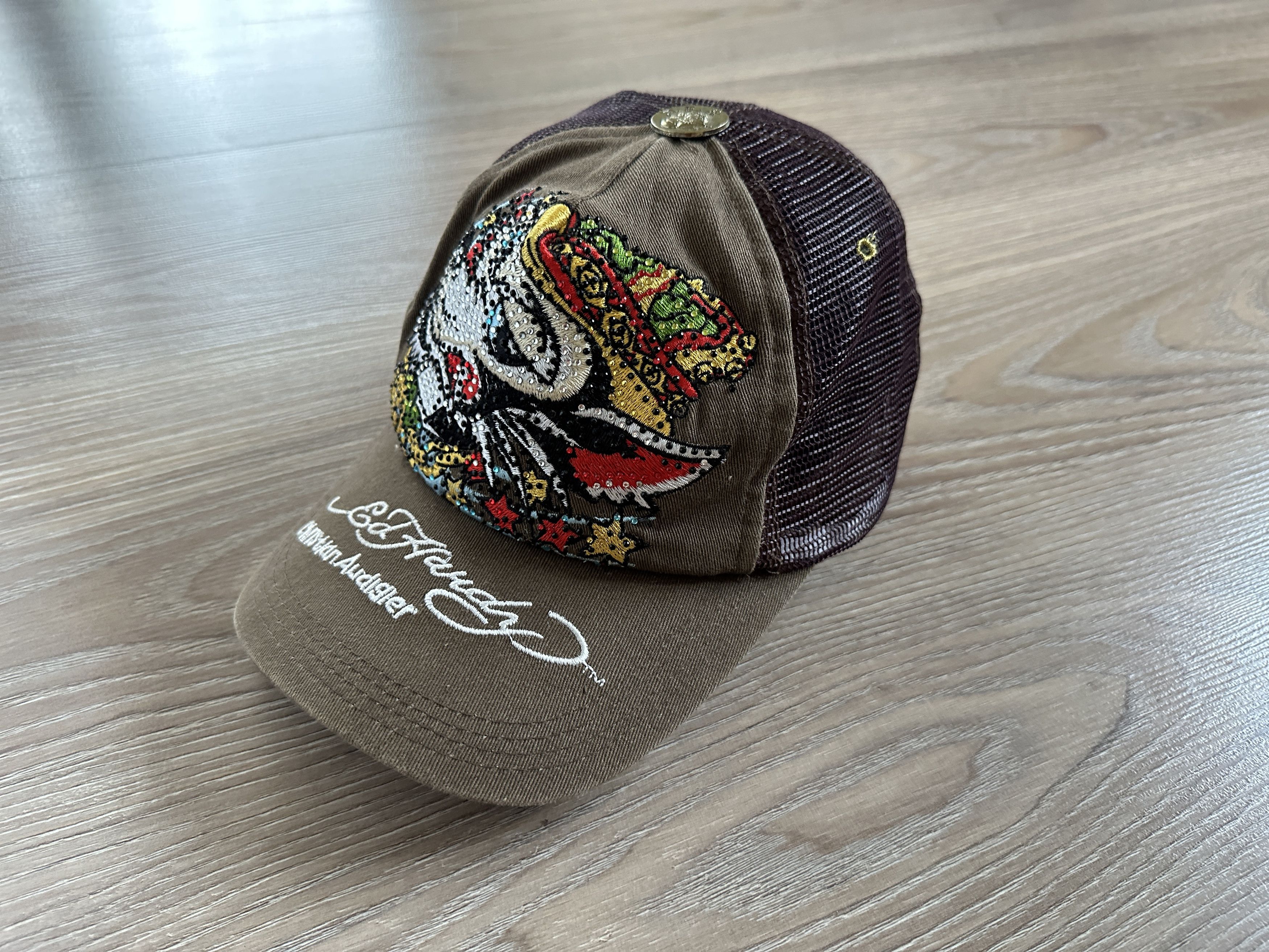 Christian Audigier × Ed Hardy × Vintage Vintage Ed Hardy Brown Cap Trucker Size ONE SIZE - 2 Thumbnail
